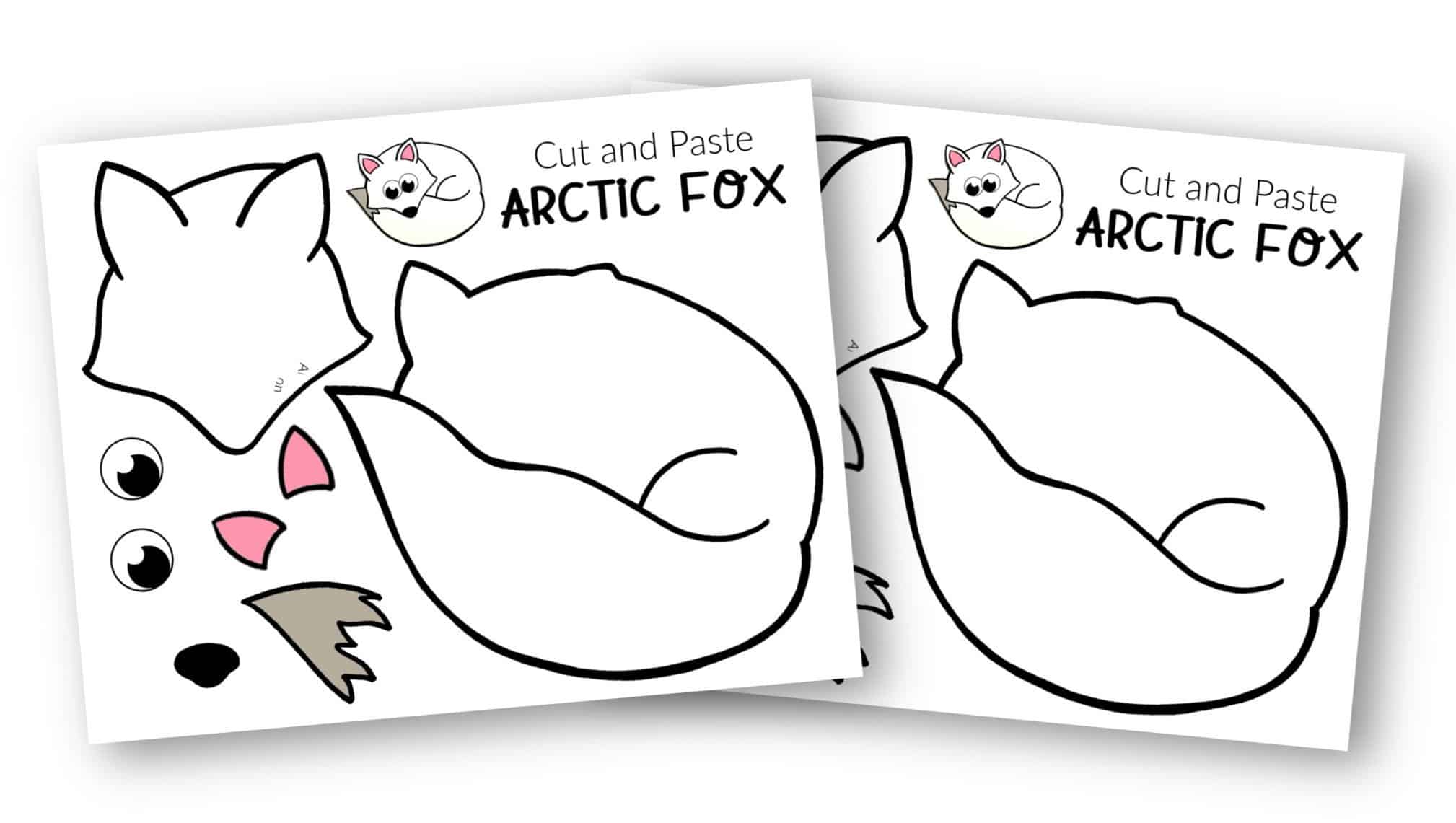 Free Printable Arctic Animal Fox Craft for Kids Preschoolers and Toddlers