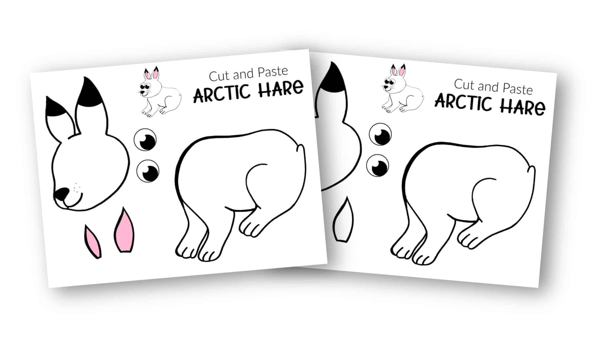 Free Printable Arctic Animal Hare Craft for Kids Preschoolers and Toddlers