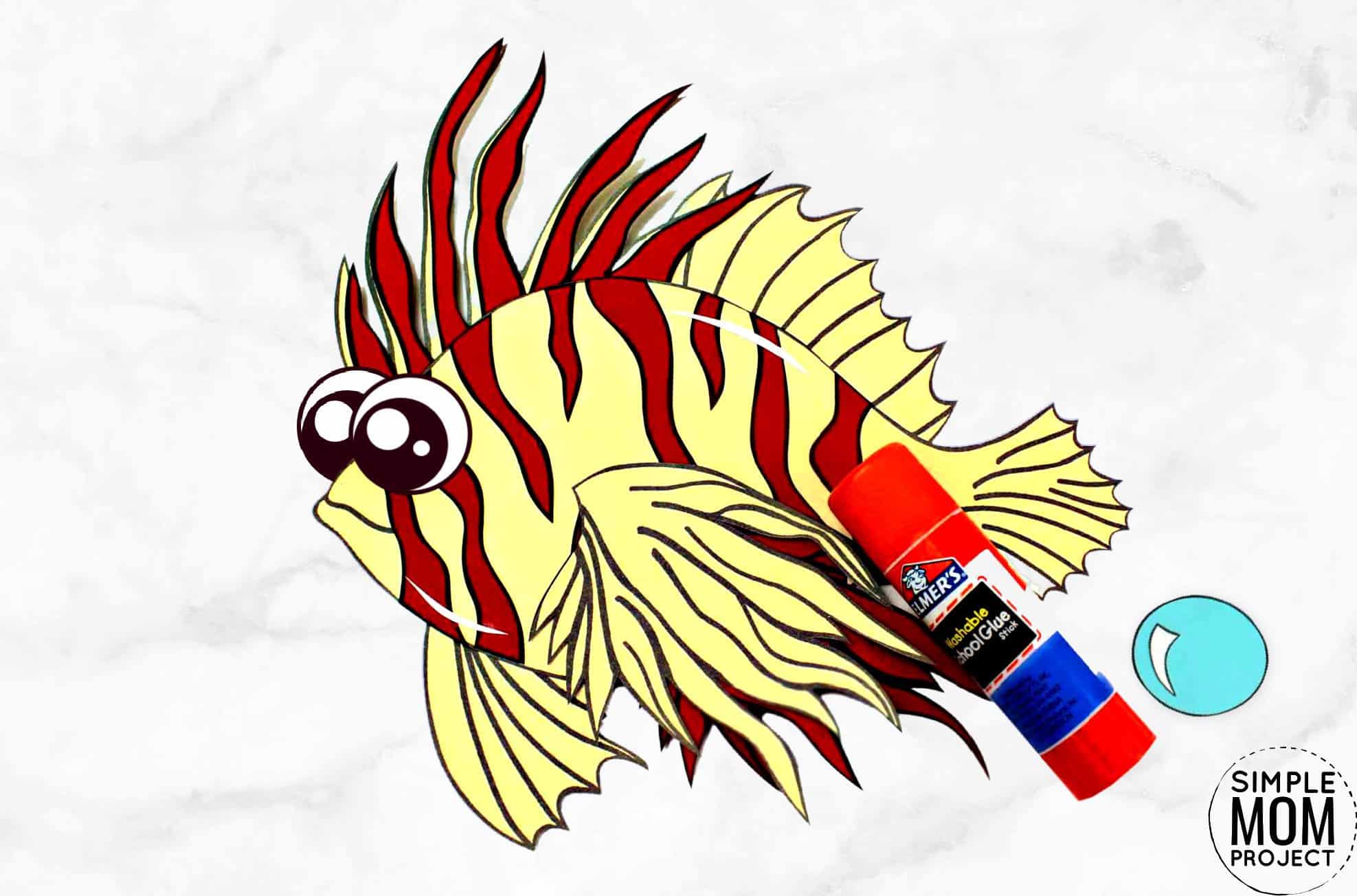 Free Printable Lionfish Ocean Animal Craft for Kids, preschoolers and toddlers