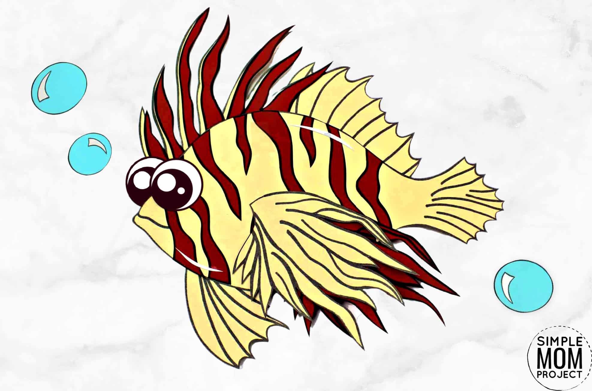 Free Printable Lionfish Ocean Animal Craft for Kids, preschoolers and toddlers