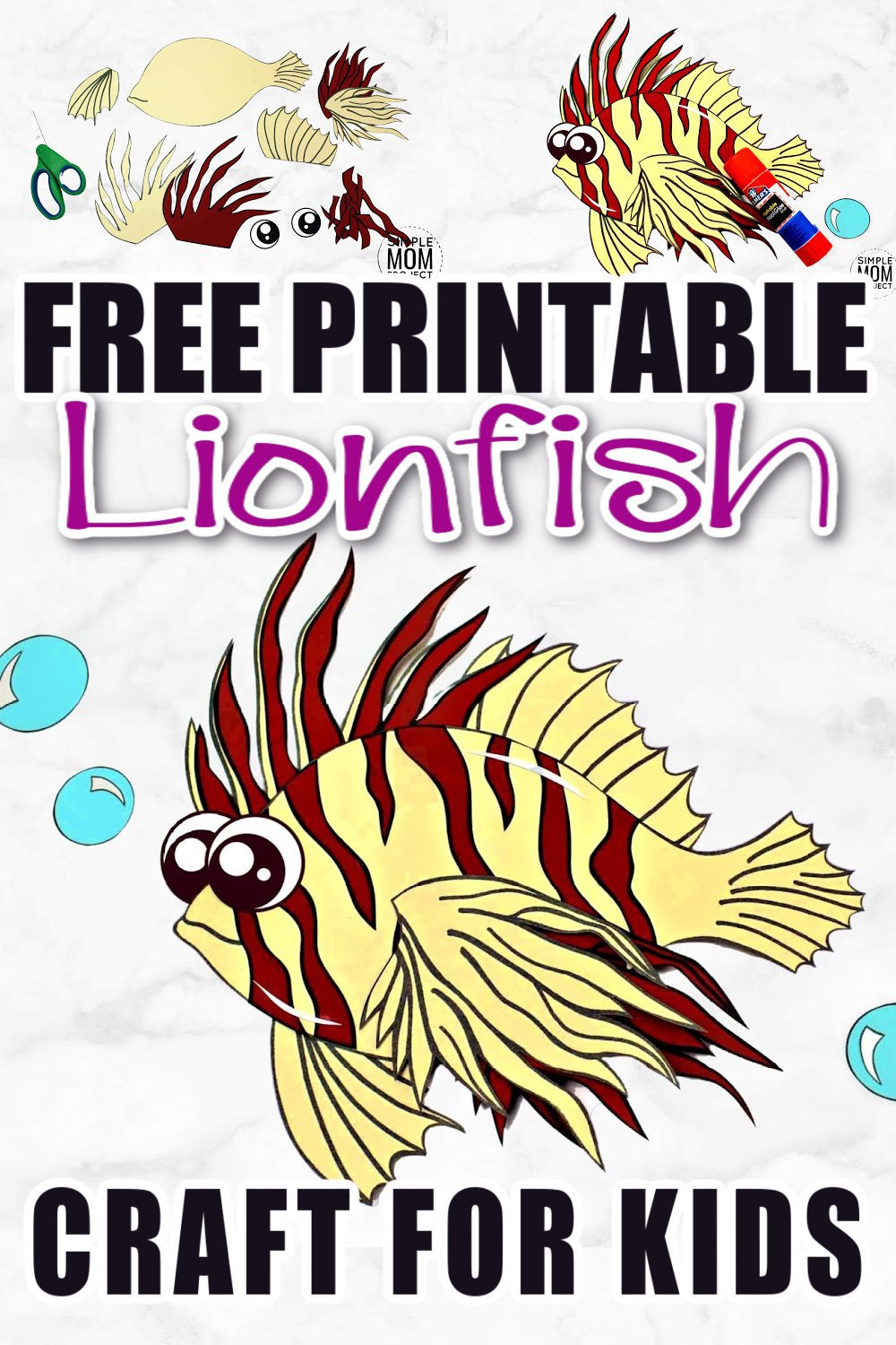 Fish crafts are always perfect for the summer! But what about a lion fish craft? How cool!? Use the free printable lion fish template to make this easy, paper ocean animal friend! He is perfect for kids of all ages including preschoolers and toddlers. #lionfish #lionfishcraft #fishcrafs #oceananimal #oceananimalcrafts