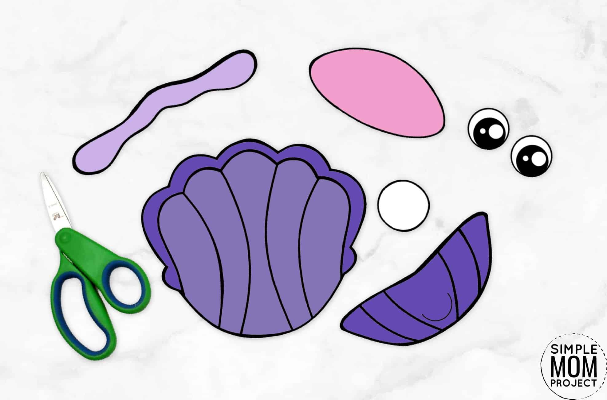 Free Printable Ocean Animal Clam Crafts for kids of all ages, including preschoolers and toddlers 1