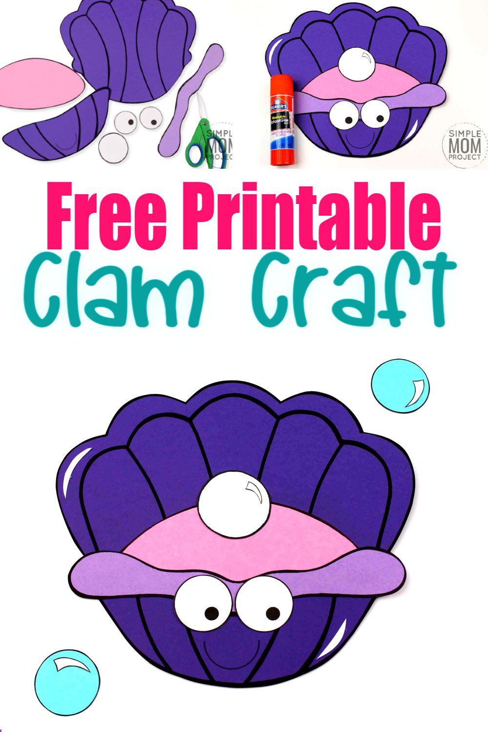 Free Printable Ocean Animal Clam Crafts for kids of all ages, including preschoolers and toddlers