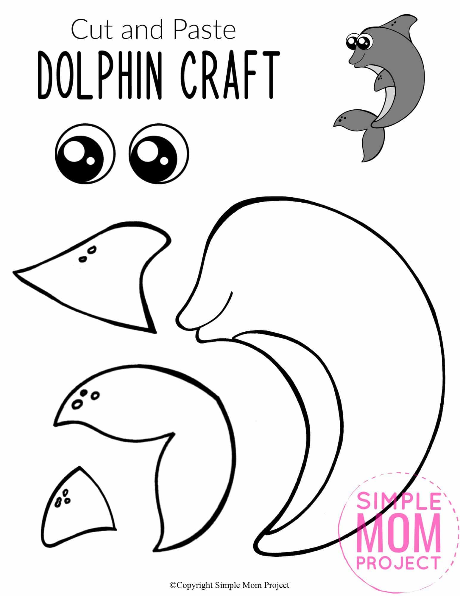 Free Printable Ocean Animal Dolphin Crafts for kids of all ages, including preschoolers and toddlers