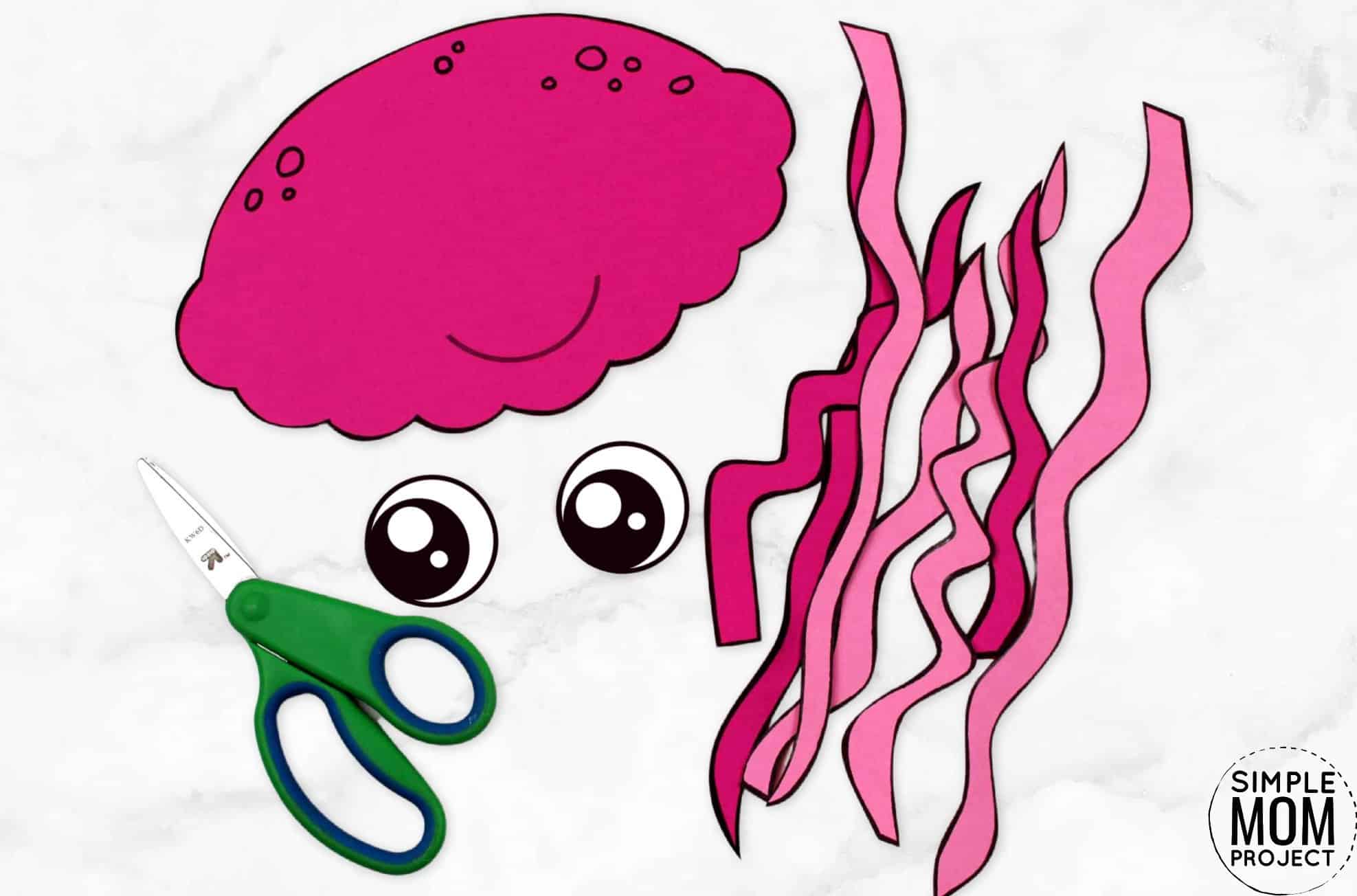 Free Printable Ocean Animal Jellyfish Crafts for kids of all ages, including preschoolers and toddlers jellyfish template