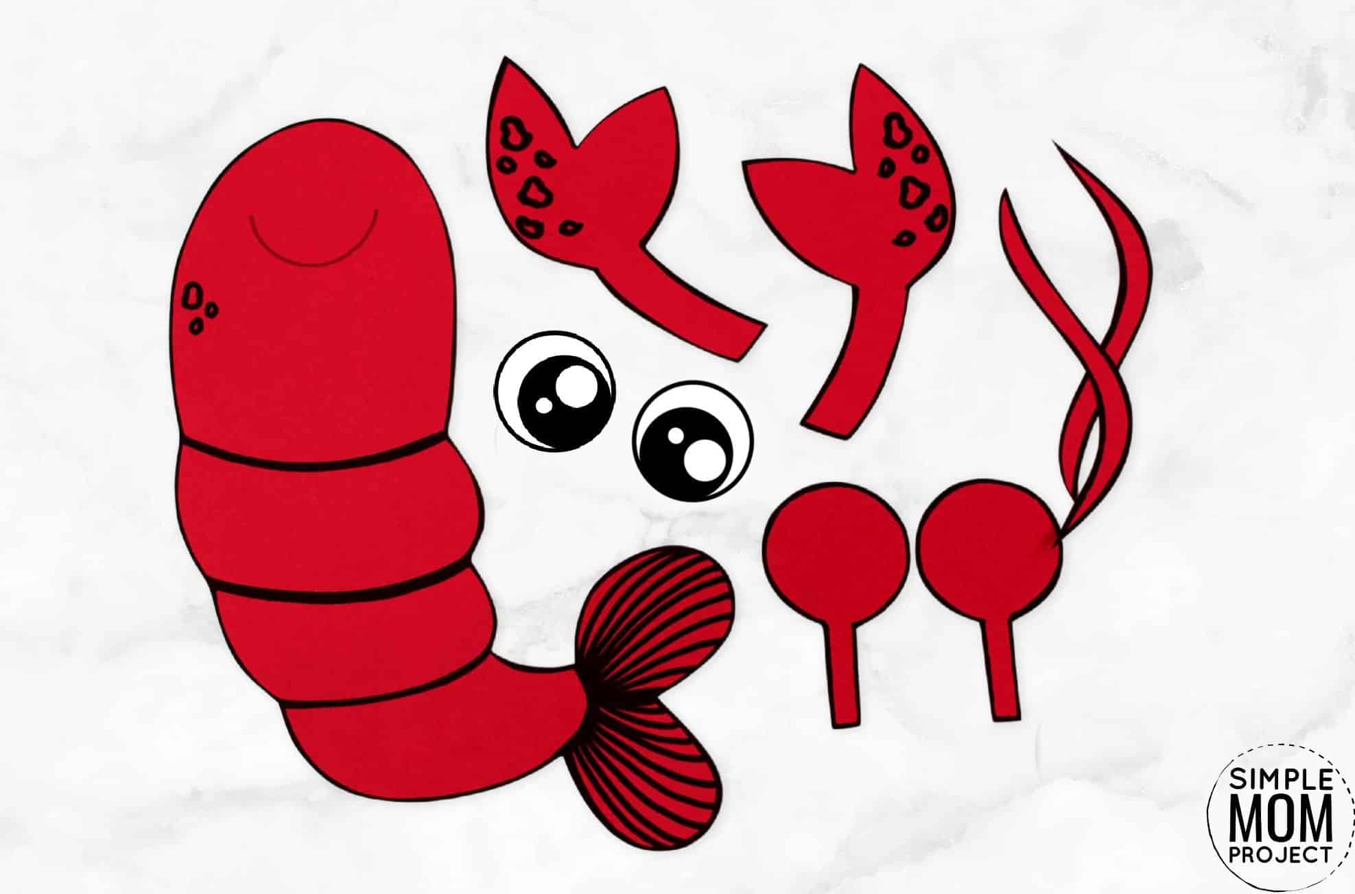 Free Printable Ocean Animal Lobster Crafts for kids of all ages, including preschoolers and toddlers