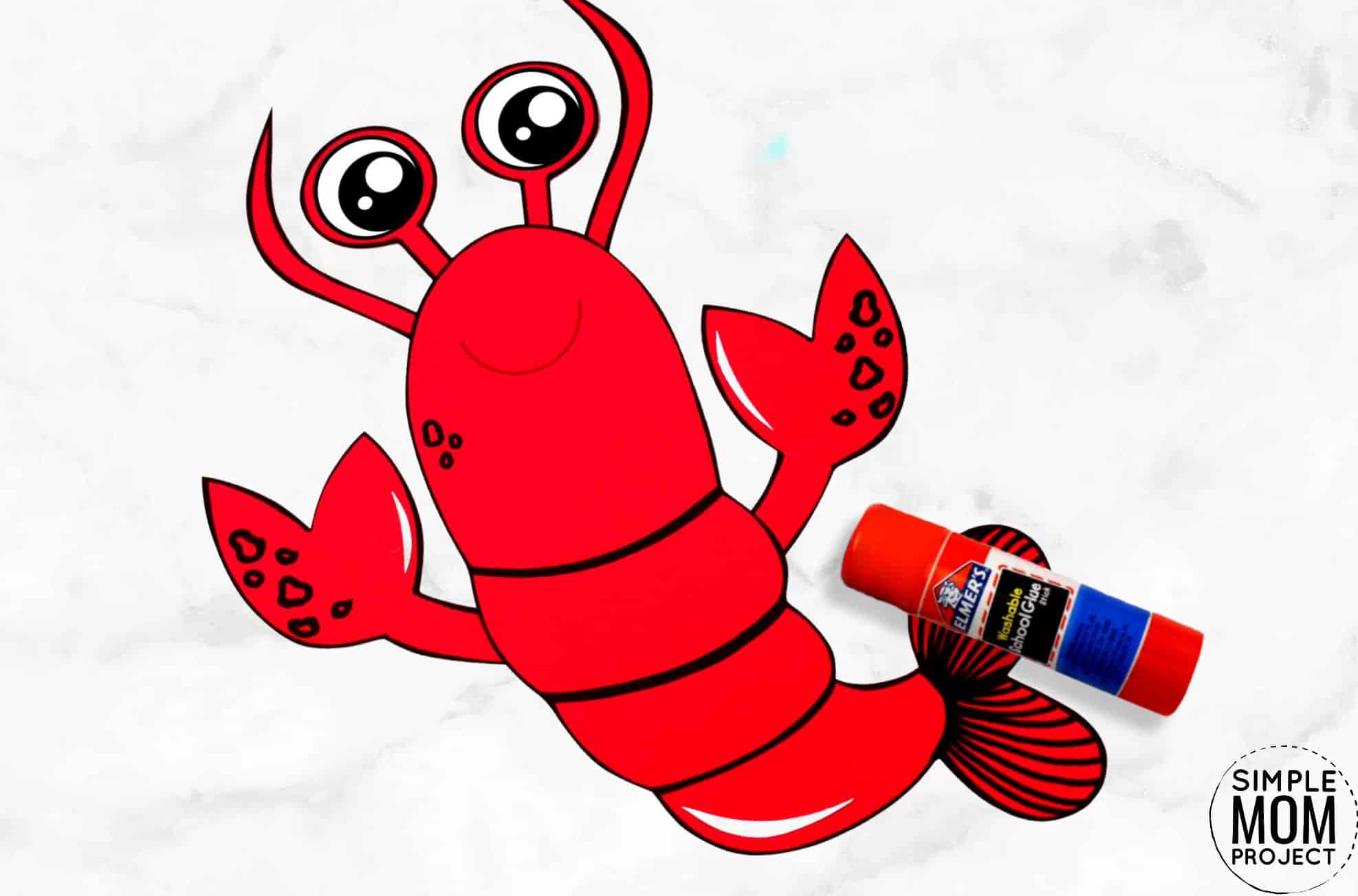 Free Printable Ocean Animal Lobster Crafts for kids of all ages, including preschoolers and toddlers