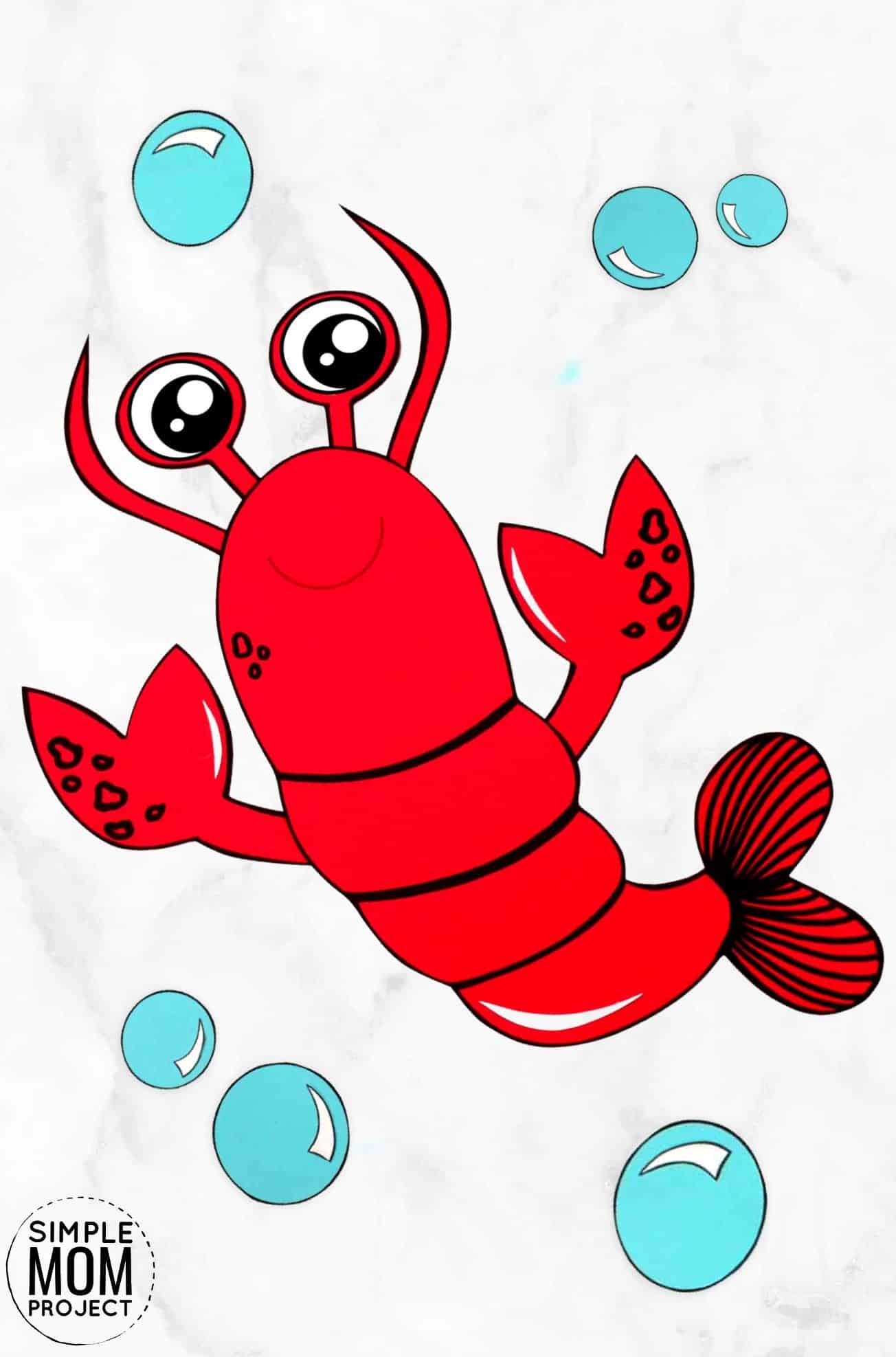 Free Printable Ocean Animal Lobster Crafts for kids of all ages, including preschoolers and toddlers