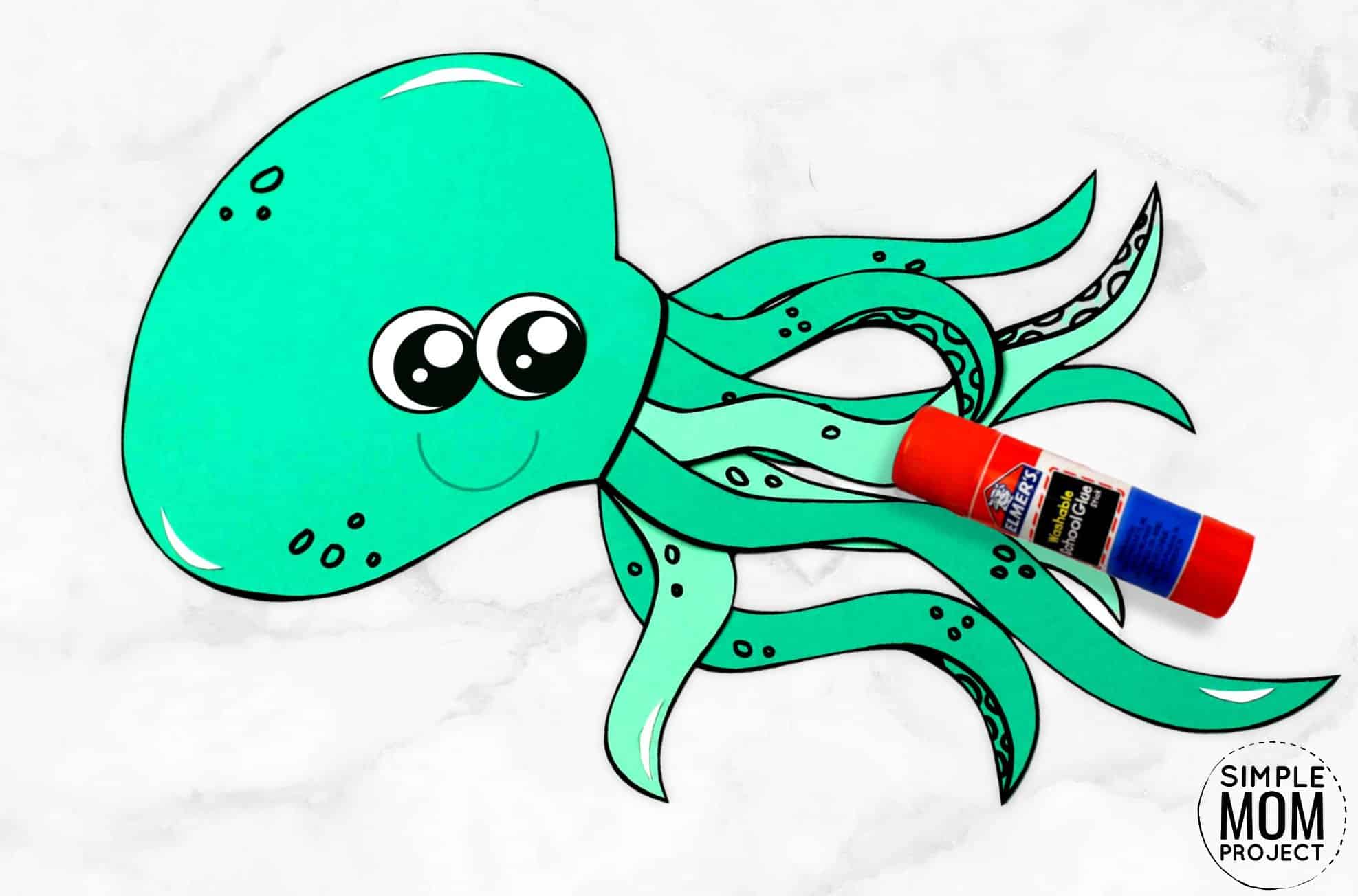 Free Printable Ocean Animal Octopus Crafts for kids of all ages, including preschoolers and toddlers