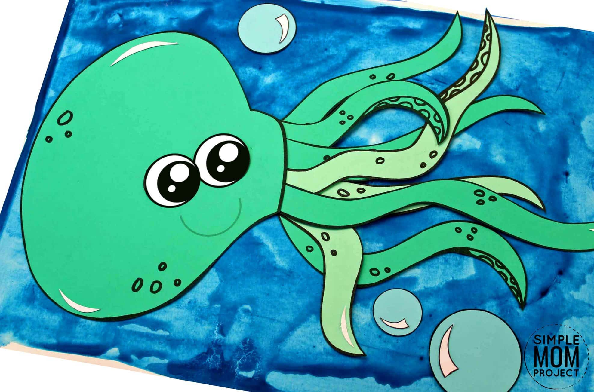 Free Printable Ocean Animal Octopus Crafts for kids of all ages, including preschoolers and toddlers