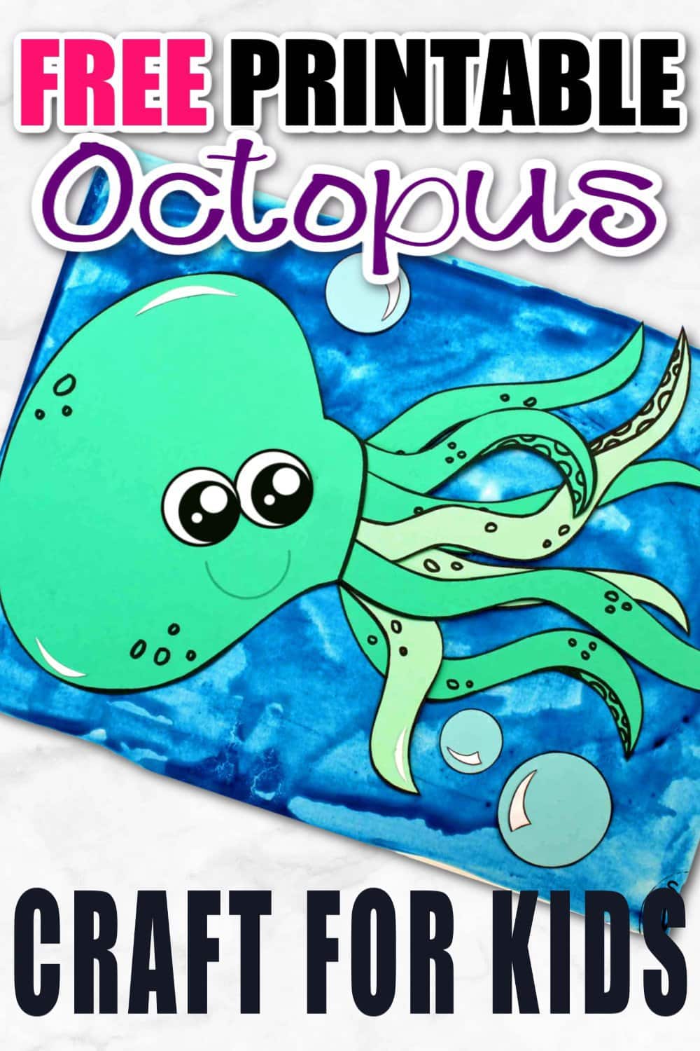 Teaching the letter O or exploring ocean animals with your preschool toddlers? Use the free printable octopus craft template to make this cute octopus friend. He makes the perfect, easy summer, under the sea art project for your kindergartner too! #octopuscraft #octopus #oceananimals #oceancrafts #oceananimalcrafts