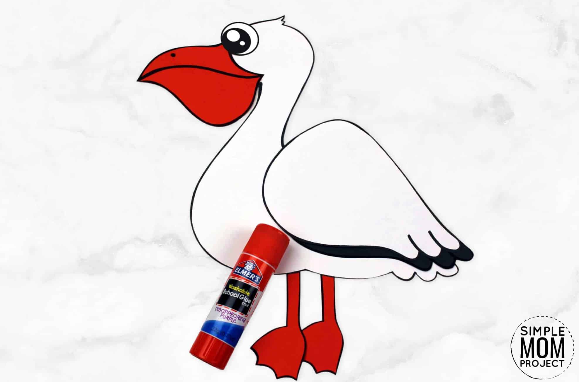 Free Printable Ocean Animal Pelican Crafts for kids of all ages, including preschoolers and toddlers
