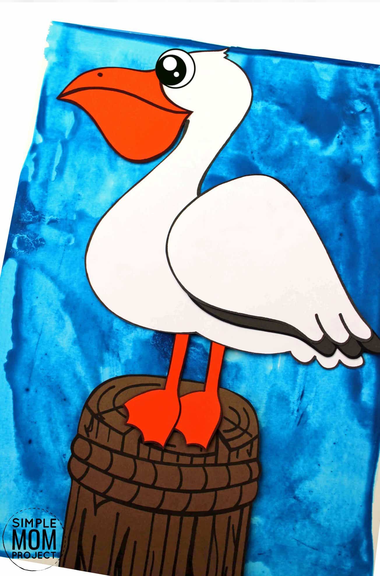 Free Printable Ocean Animal Pelican Crafts for kids of all ages, including preschoolers and toddlers