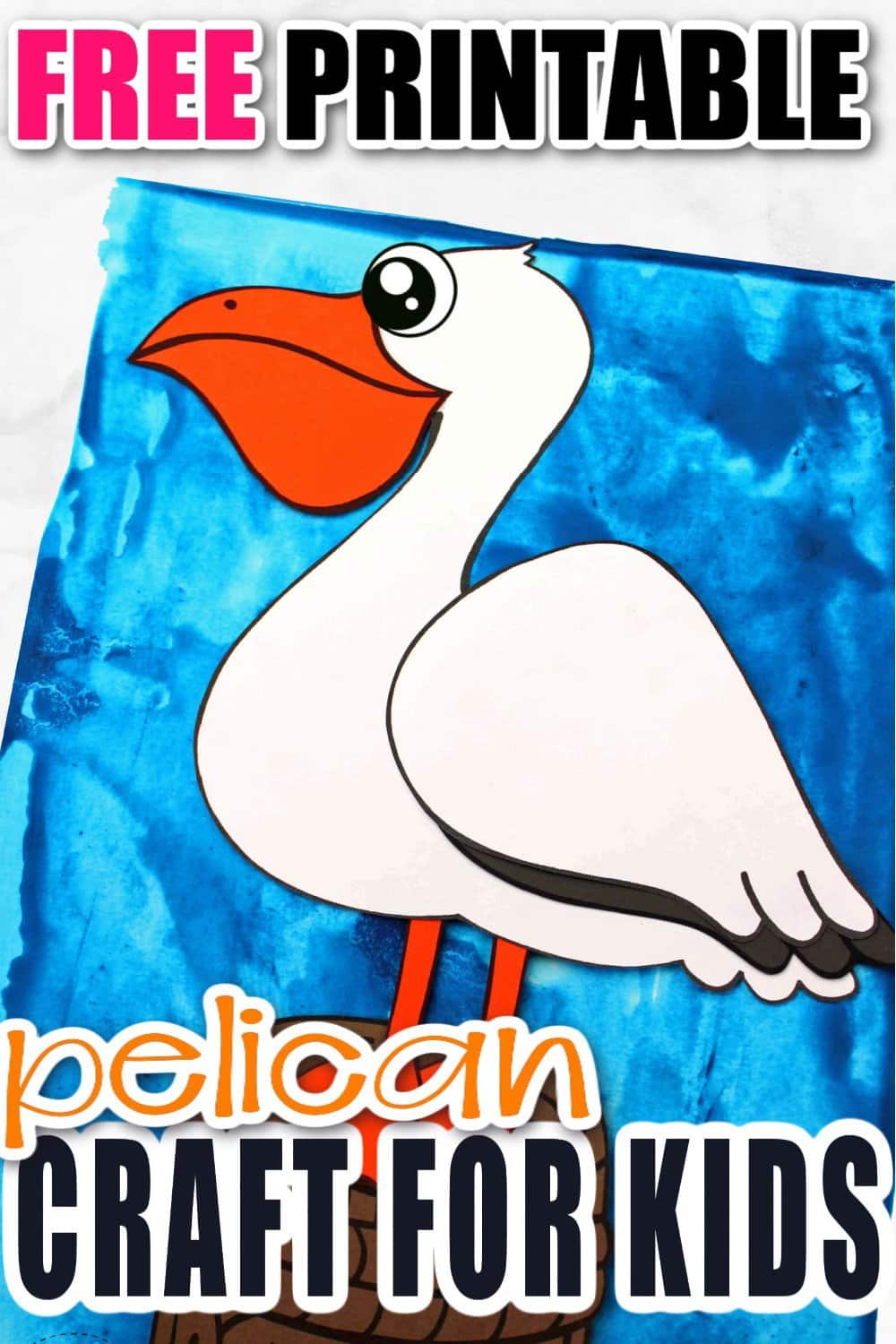 This easy and fun pelican craft is a perfect ocean theme paper art project for your preschool kids and toddlers. Use the free printable pelican template and make this adorable ocean animal now! #pelicancraft #oceananimals #oceananimalcrafts #SimpleMomProject