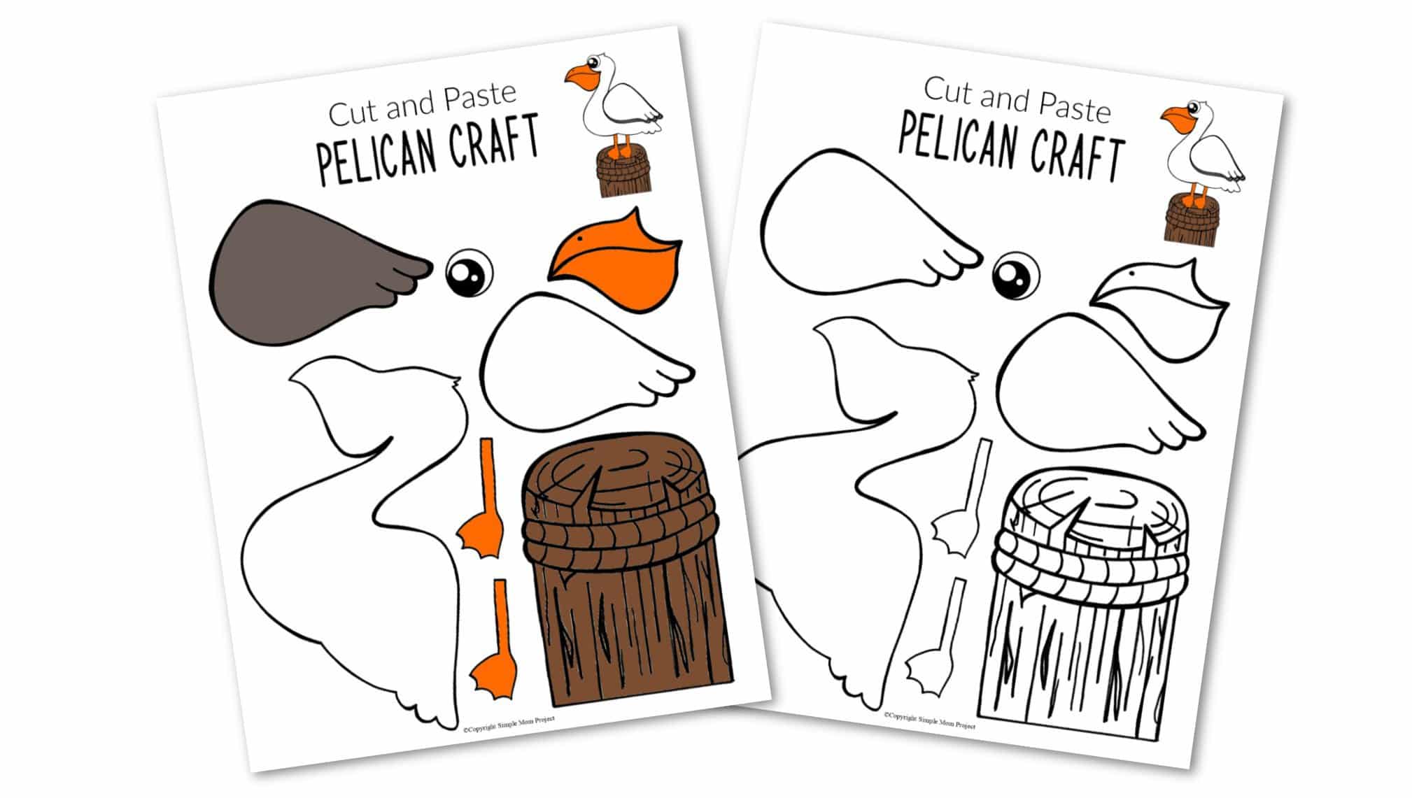 Free Printable Ocean Animal Pelican Crafts for kids of all ages, including preschoolers and toddlers