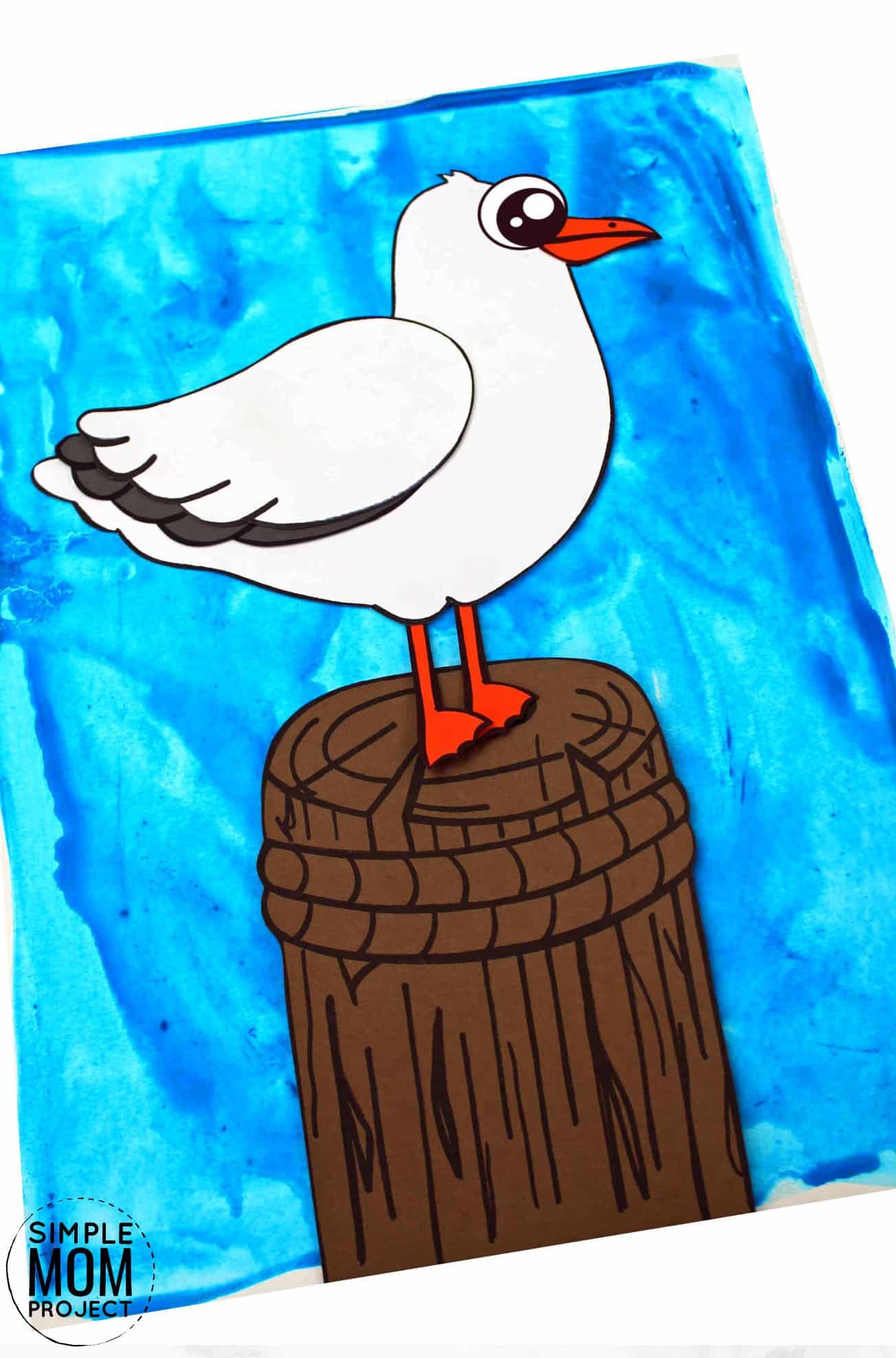 Free Printable Ocean Animal Seagull Crafts for kids of all ages, including preschoolers and toddlers
