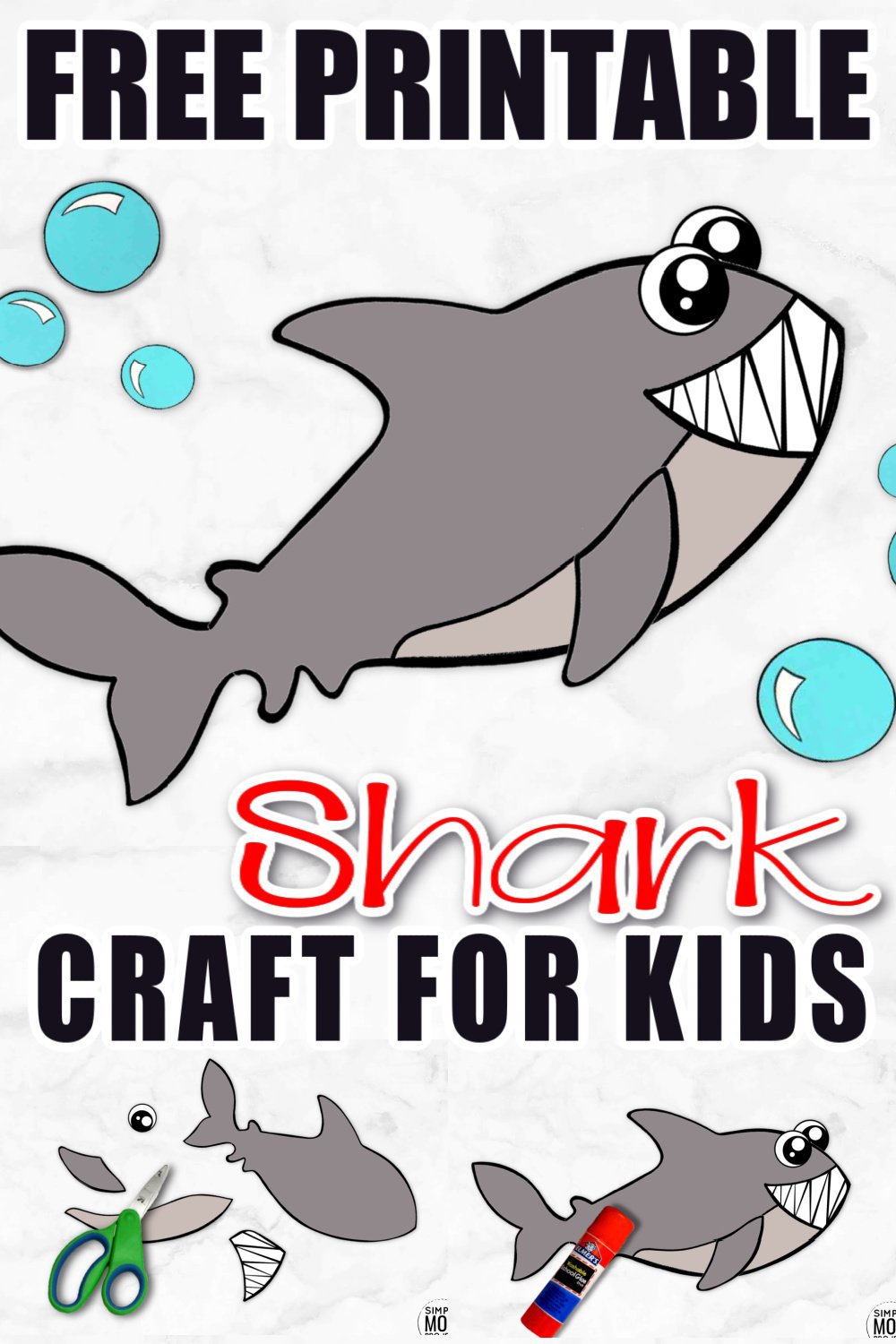 Looking for your next ocean animal craft? Click and get the adorable baby shark template! He is perfect for kids of all ages, especially preschoolers and toddlers. Use him during shark week too! You won't need any paper plate for this summer craft! Just try not to get the doodoo baby shark song stuck in your head! #sharkcraft #sharkweek #oceananimals #oceananimalcrafts #SimpleMomProject
