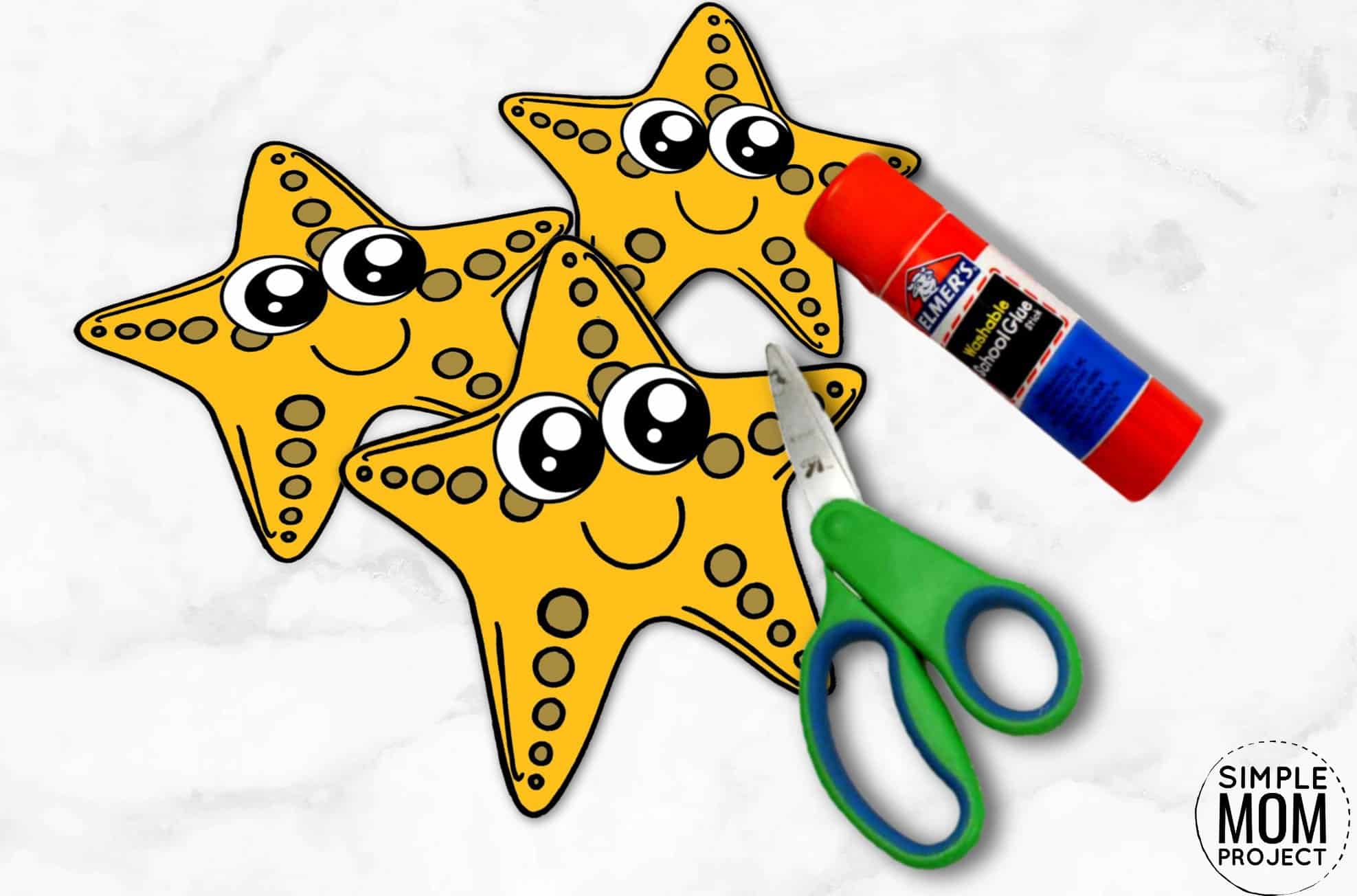 Free Printable Ocean Animal Starfish Crafts for kids of all ages, including preschoolers and toddlers starfish template