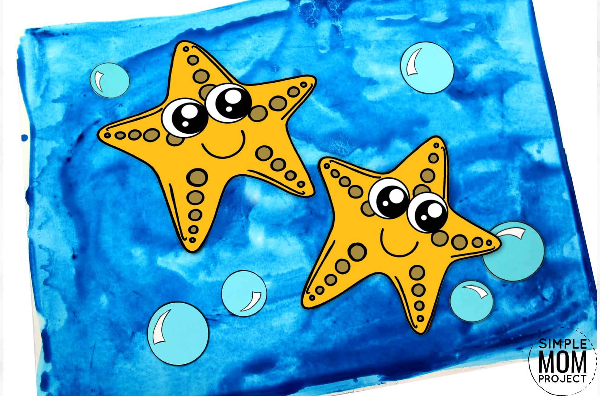Free Printable Ocean Animal Starfish Crafts for kids of all ages, including preschoolers and toddlers starfish template