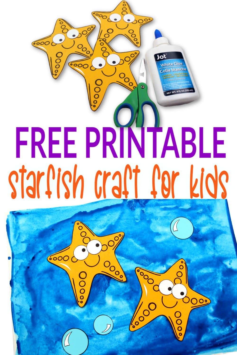 Free Printable Ocean Animal Starfish Crafts for kids of all ages, including preschoolers and toddlers