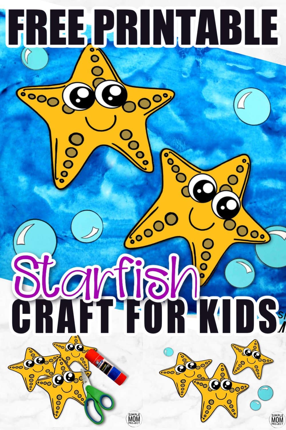 Dive under the sea to find your next sea creature ocean craft! This adorable starfish is so easy to make! Simply print the star fish template and get your arts and crafts on! He is perfect for kids of all ages, especially preschoolers and toddlers! #starfish #starfishcrafts #oceananimals #oceananimalcrafts