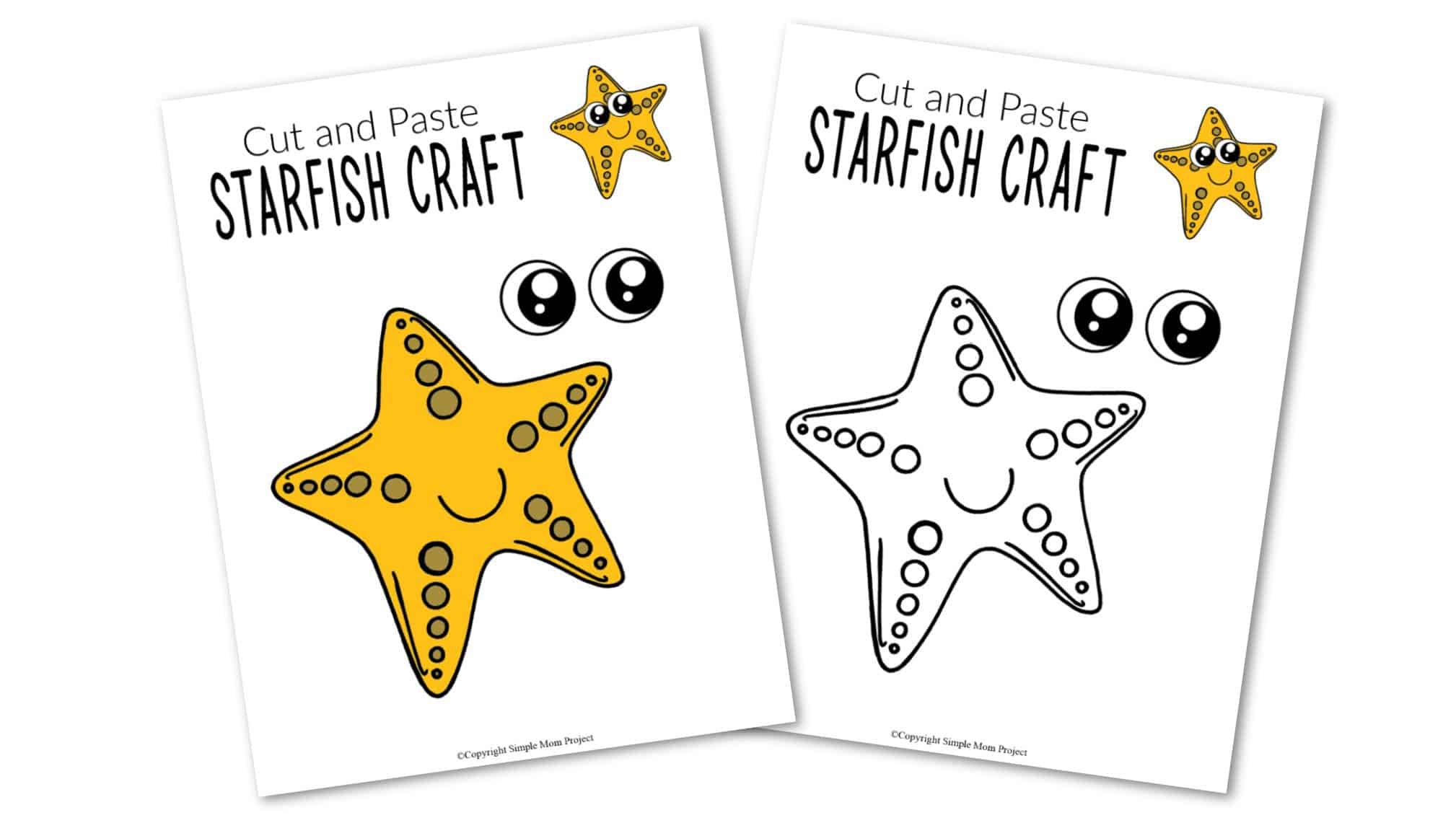 Free Printable Ocean Animal Starfish Crafts for kids of all ages, including preschoolers and toddlers
