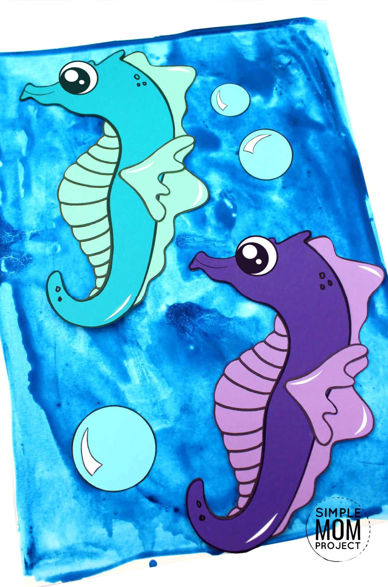 Free Printable Seahorse Ocean Animal Craft for Kids, preschoolers and toddlers