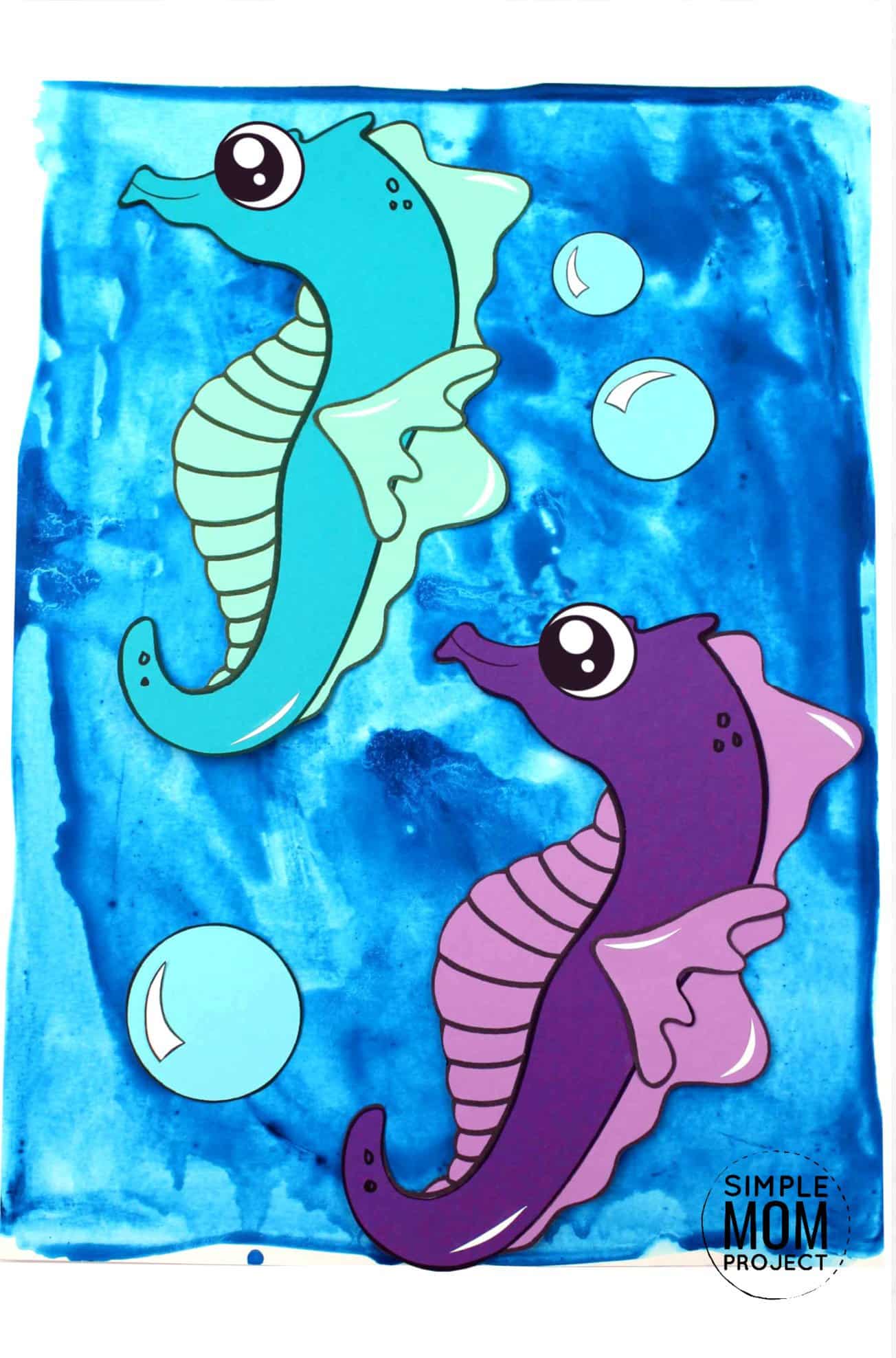 Free Printable Seahorse Ocean Animal Craft for Kids, preschoolers and toddlers