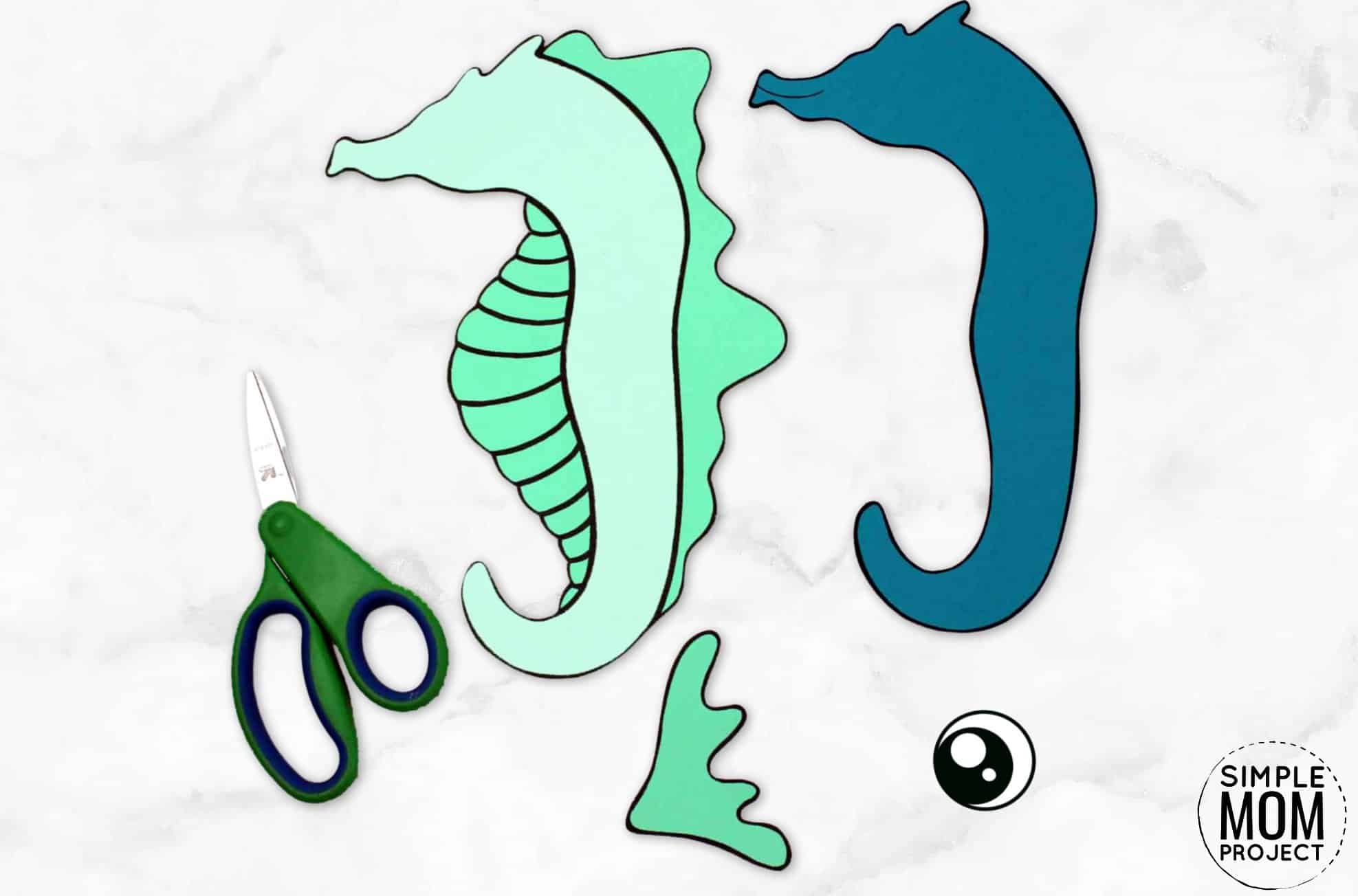 Free Printable Seahorse Ocean Animal Craft for Kids, preschoolers and toddlers