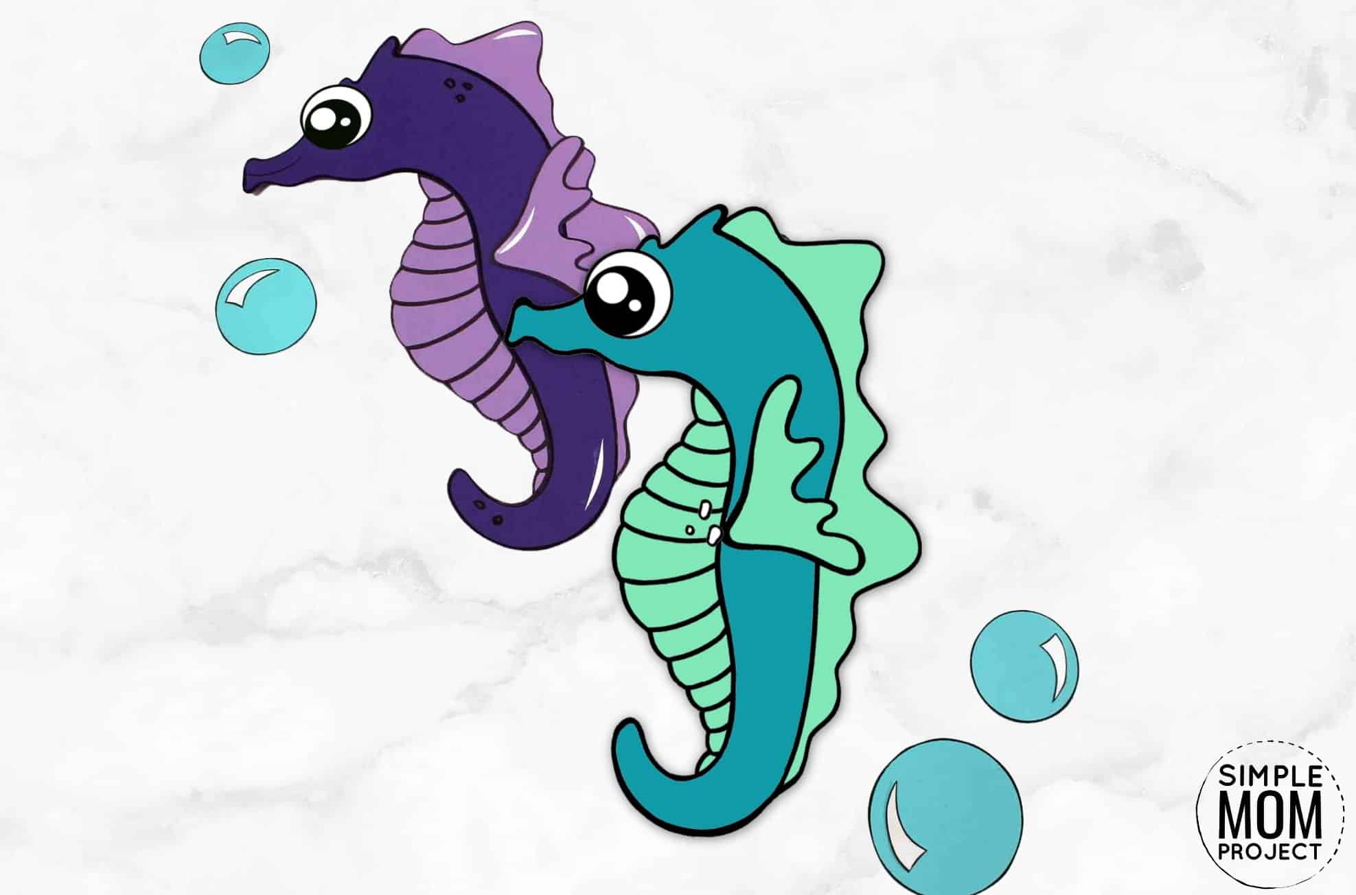 Free Printable Seahorse Ocean Animal Craft for Kids, preschoolers and toddlers