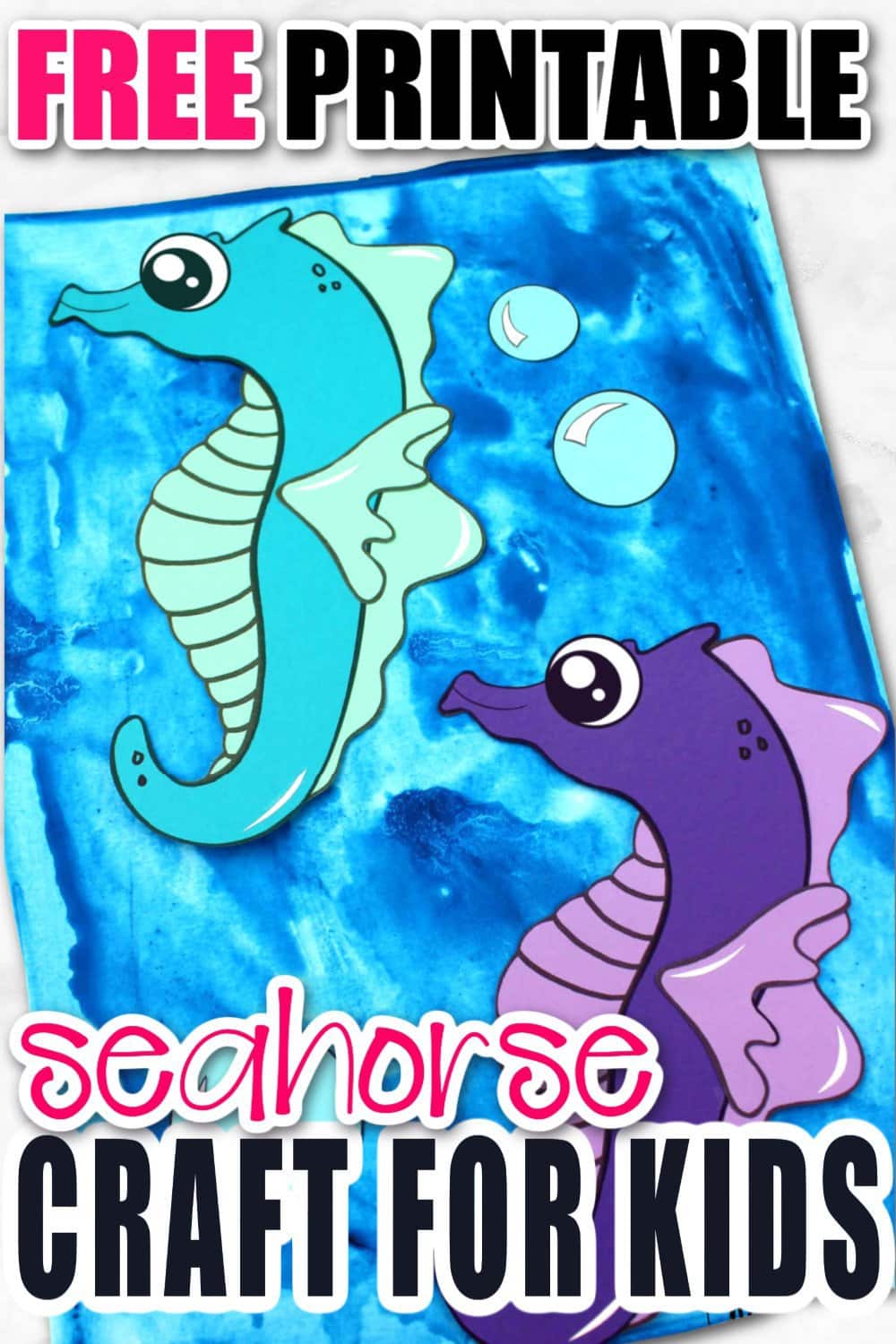 Looking for your next ocean theme preschool craft? Use our free printable seahorse template to make this fun ocean themed arts and craft project. You can even name him Mister Seahorse if you would like! This sea creature is especially fun to make with toddlers and kindergarten age kids too! #seahorse #seahorsecrafts #oceananimals #oceananimalcrafts #SimpleMomProject