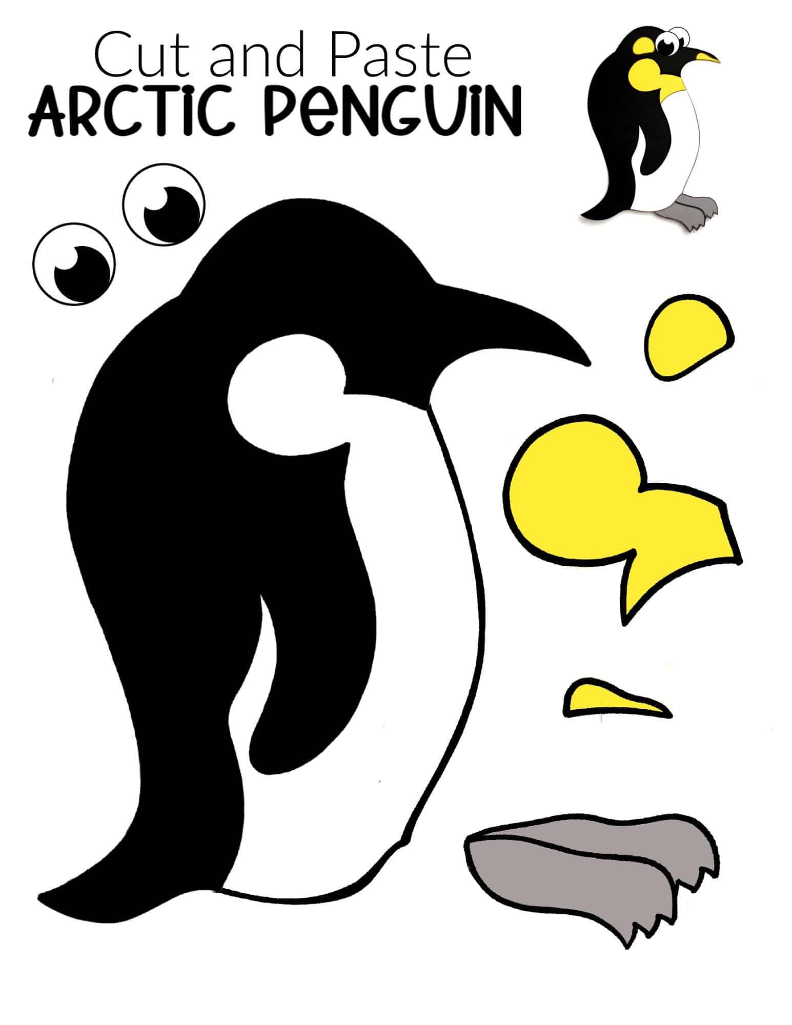 Free Printable Arctic Animal Penguin Craft for Kids Preschoolers and Toddlers