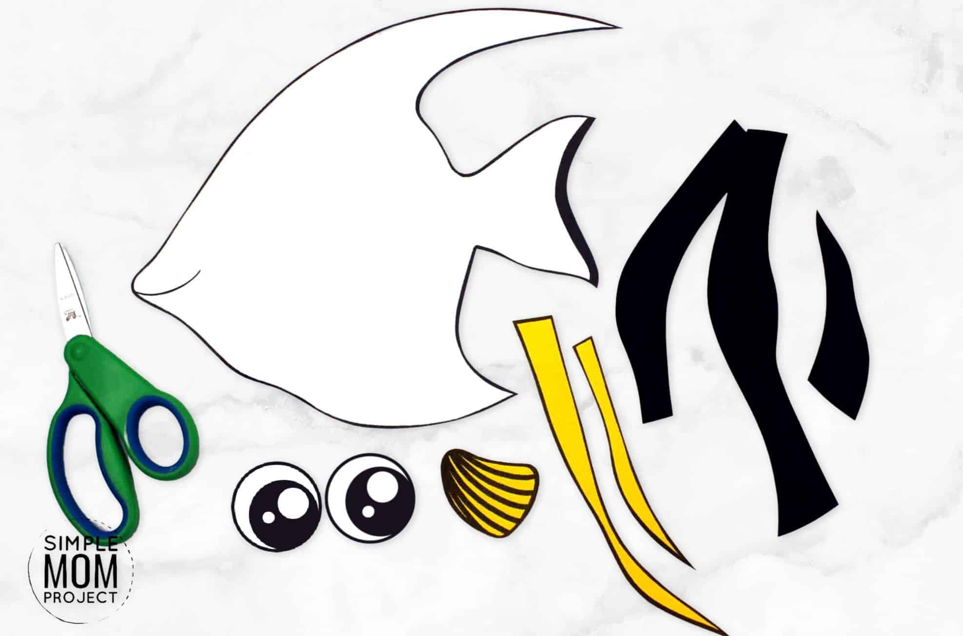 Free Printable Angel Fish Ocean Animal Craft for Kids, preschoolers and toddlers 1