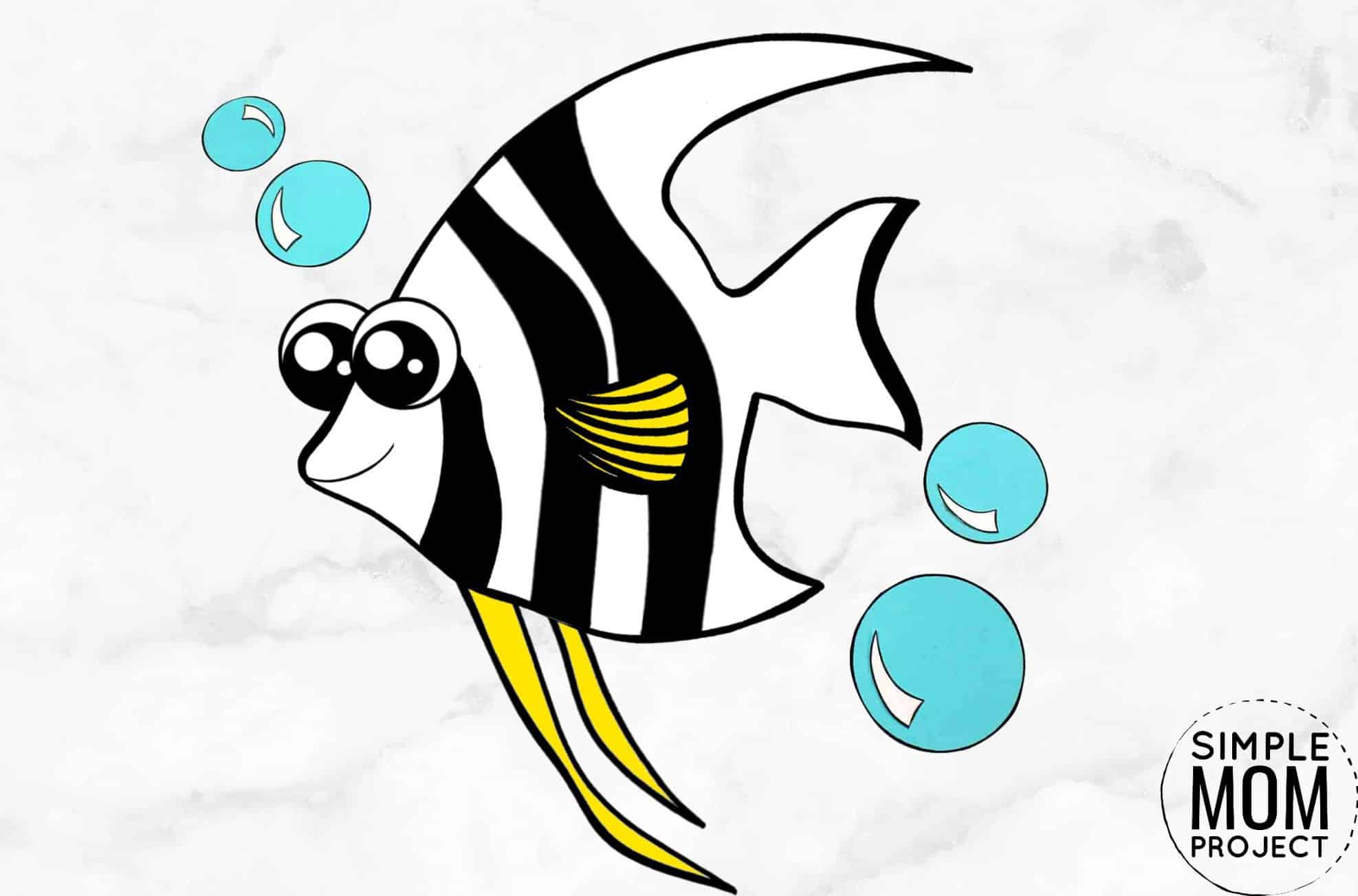 Free Printable Angel Fish Ocean Animal Craft for Kids, preschoolers and toddlers