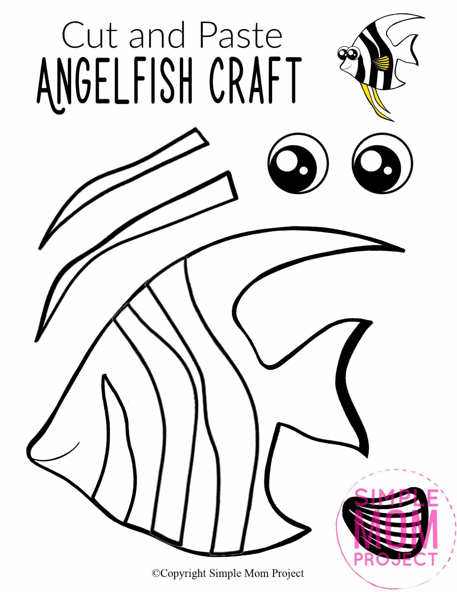 Free Printable Angel Fish Ocean Animal Craft for Kids, preschoolers and toddlers 1