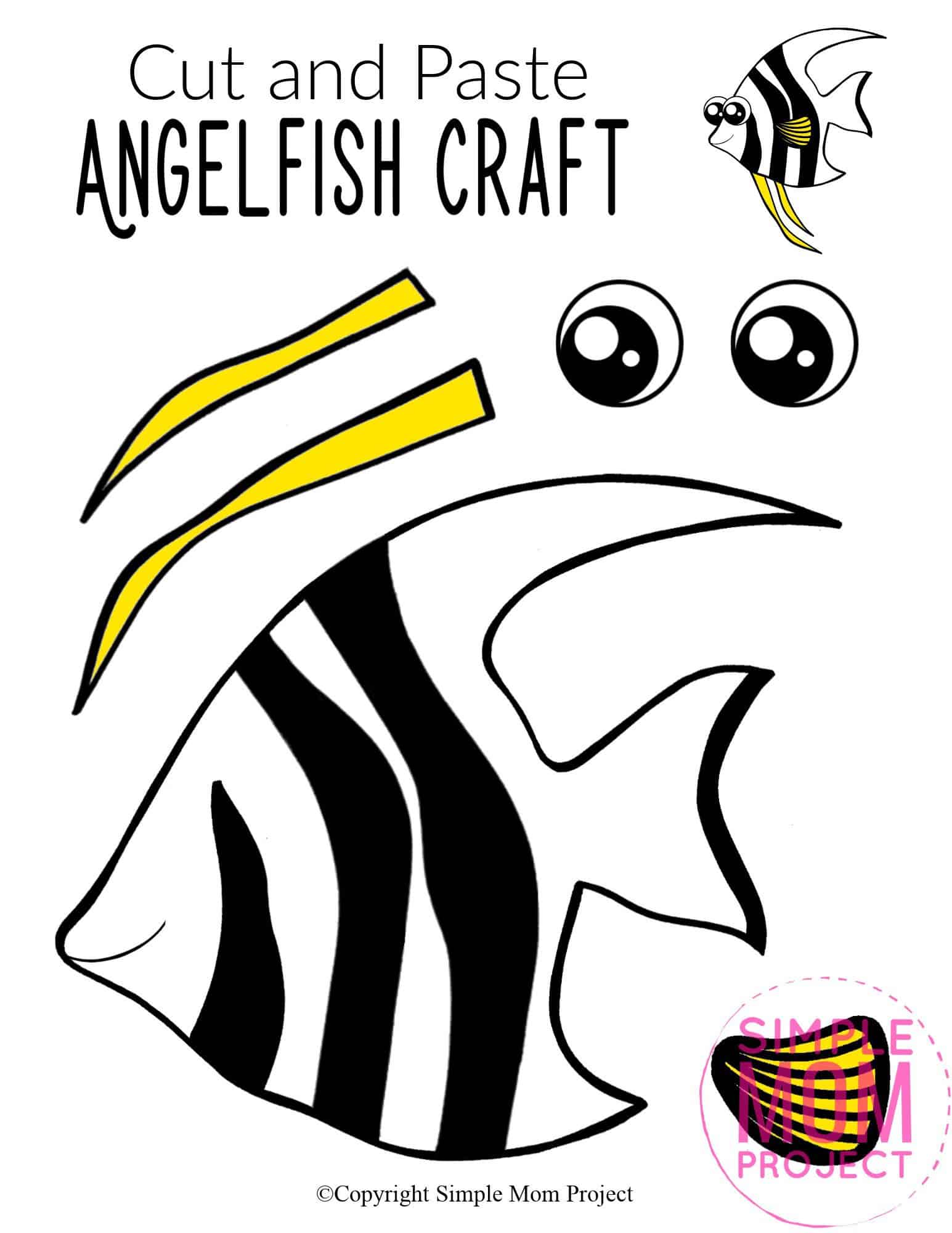 Free Printable Angel Fish Ocean Animal Craft for Kids, preschoolers and toddlers 1