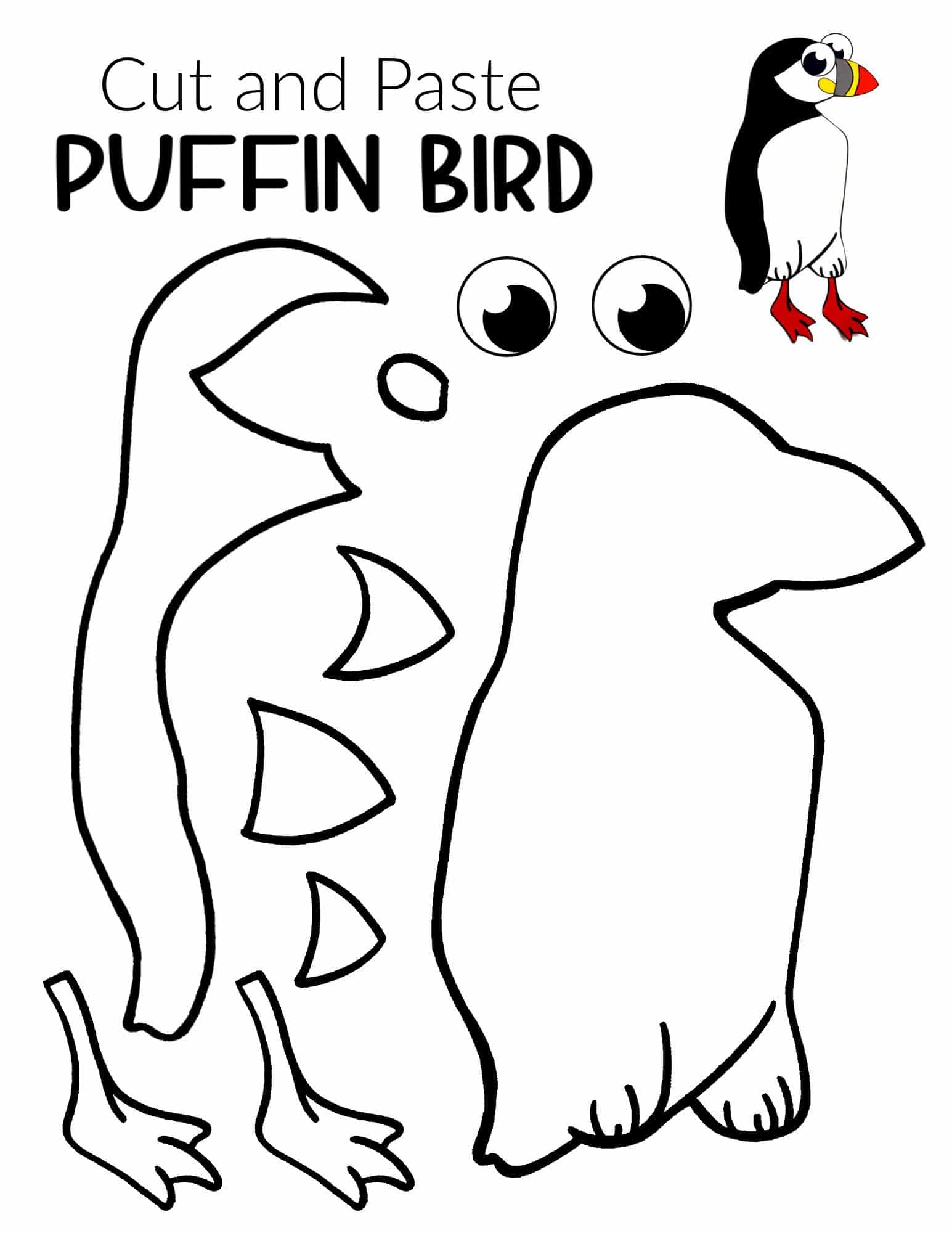 Free Printable Arctic Animal Puffin Craft for Kids Preschoolers and Toddlers 