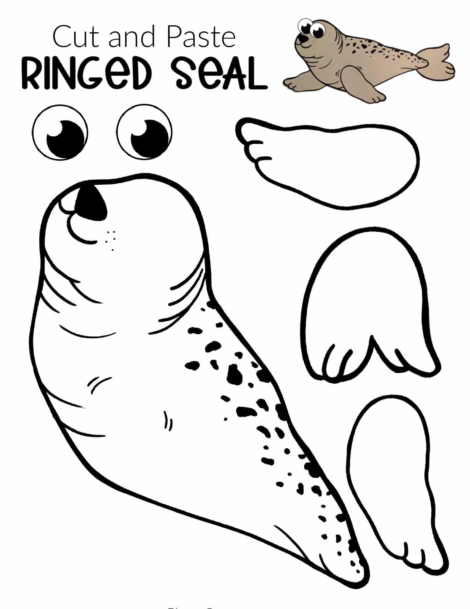 Free Printable Arctic Animal Ringed Seal Craft for Kids Preschoolers and Toddlers 
