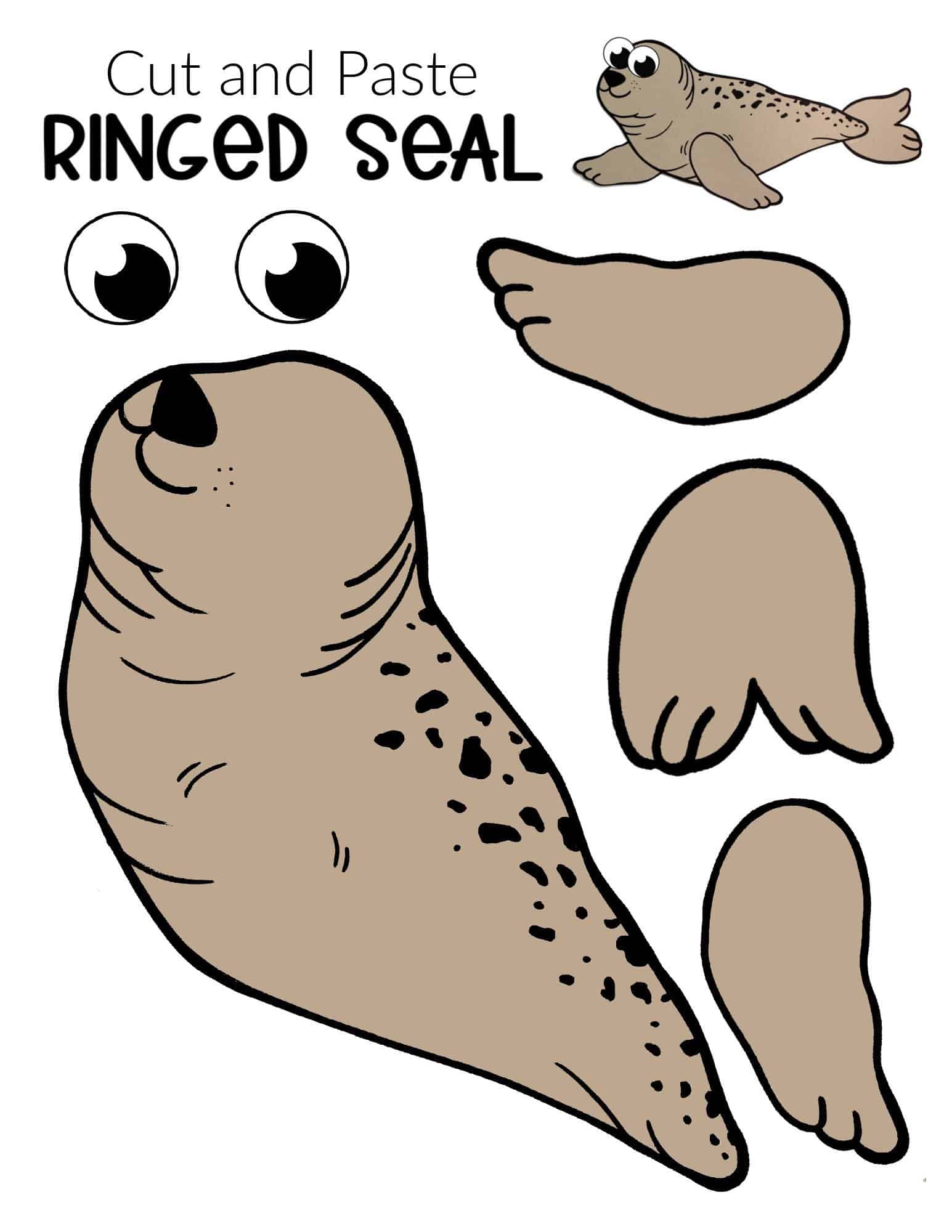 Free Printable Arctic Animal Ringed Seal Craft for Kids Preschoolers and Toddlers 