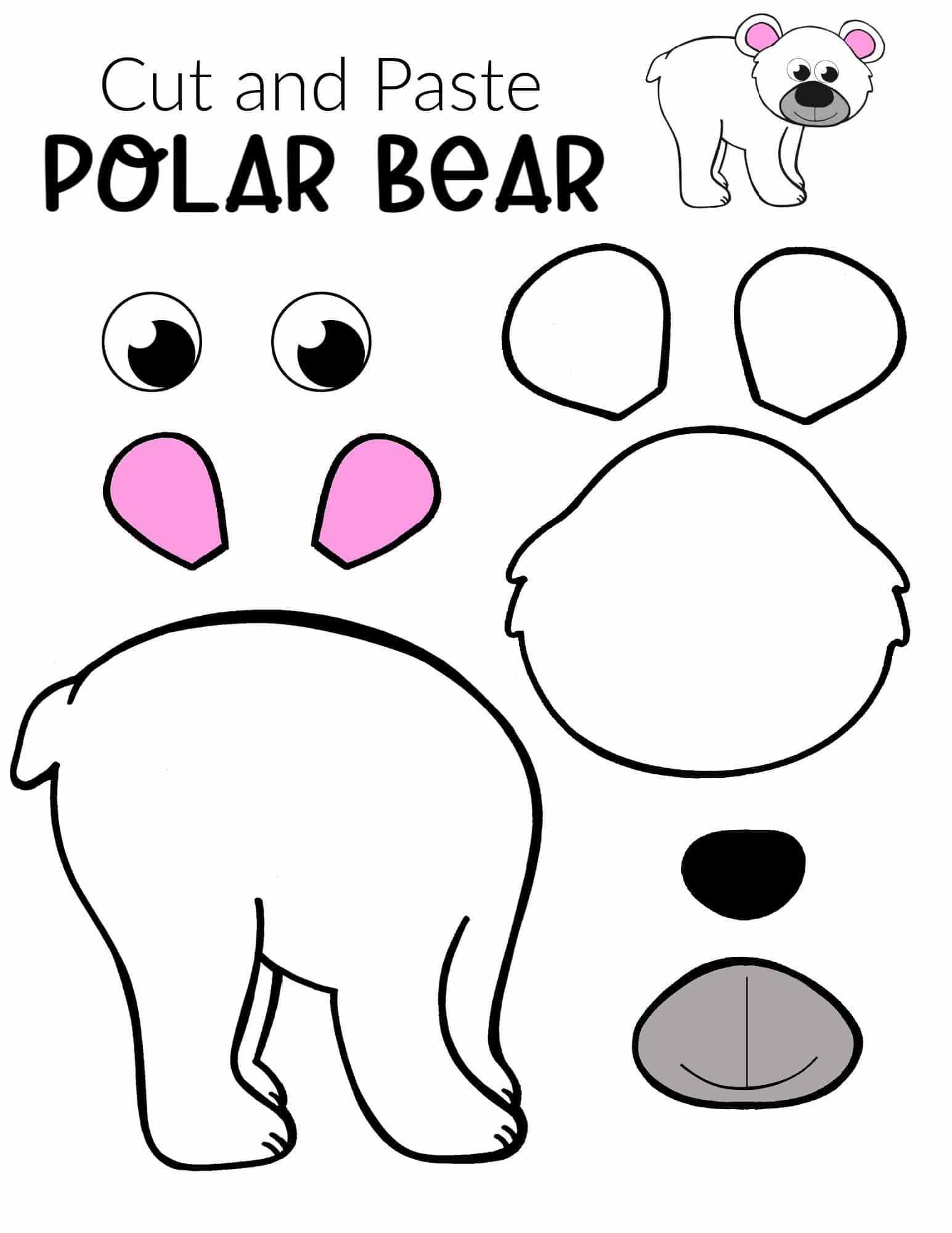 Free Printable Arctic Polar Bear Craft for Kids Preschoolers and Toddlers