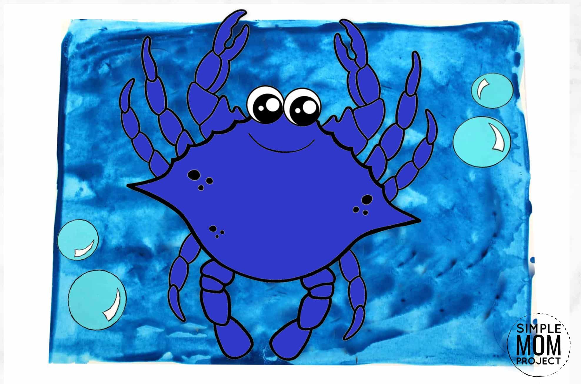 Free Printable Blue Crab Ocean Animal Craft for Kids, preschoolers and toddlers