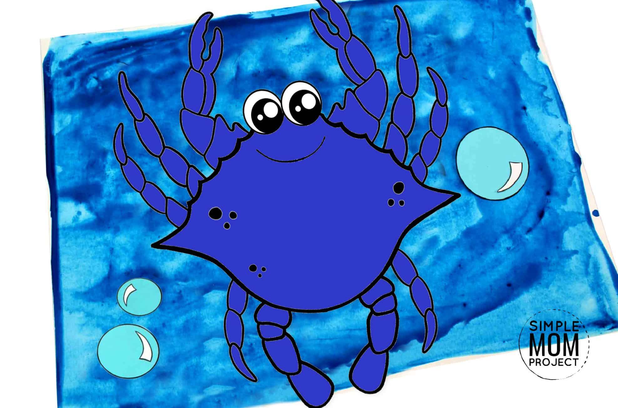 Free Printable Blue Crab Ocean Animal Craft for Kids, preschoolers and toddlers