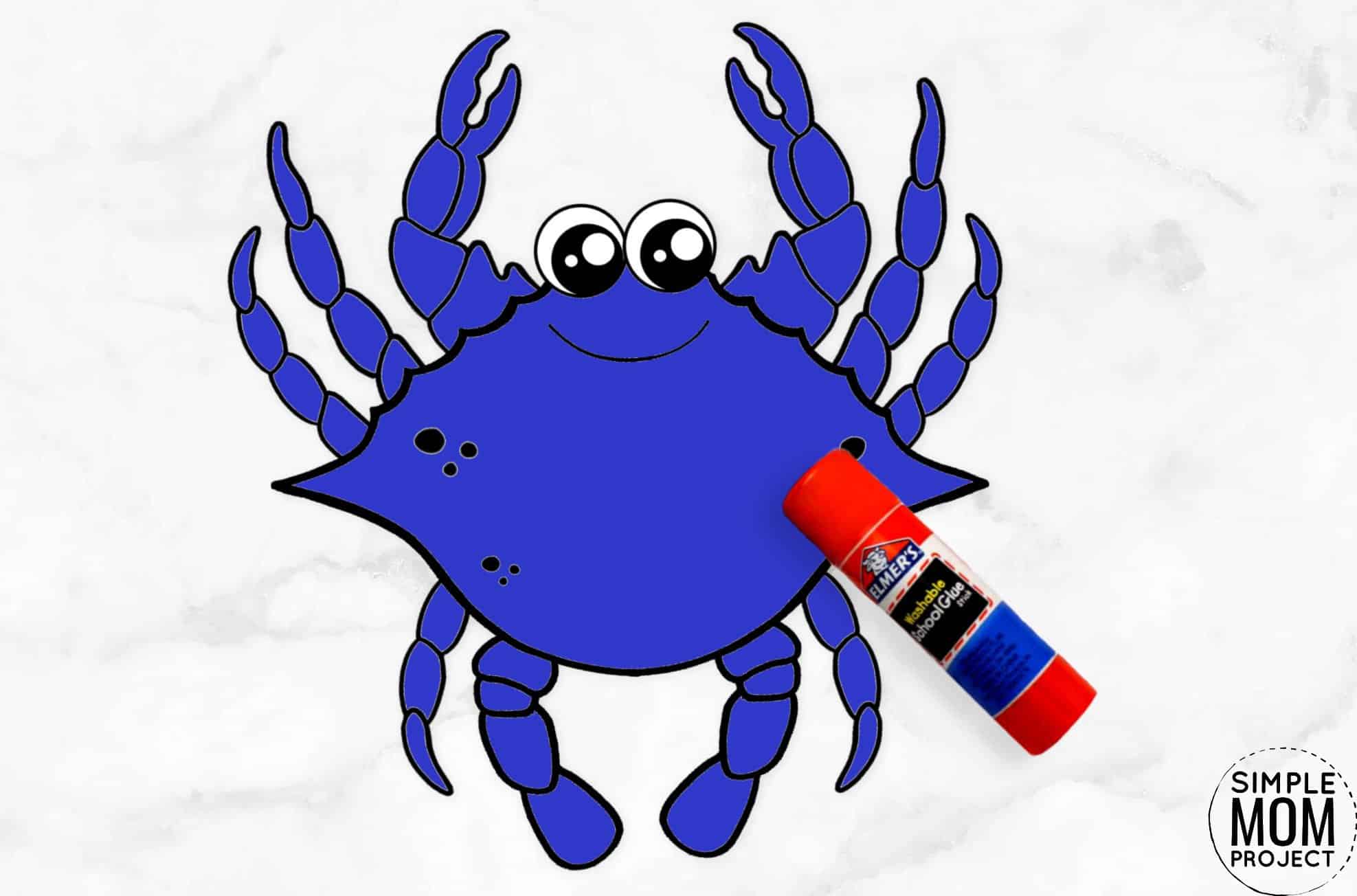Free Printable Blue Crab Ocean Animal Craft for Kids, preschoolers and toddlers