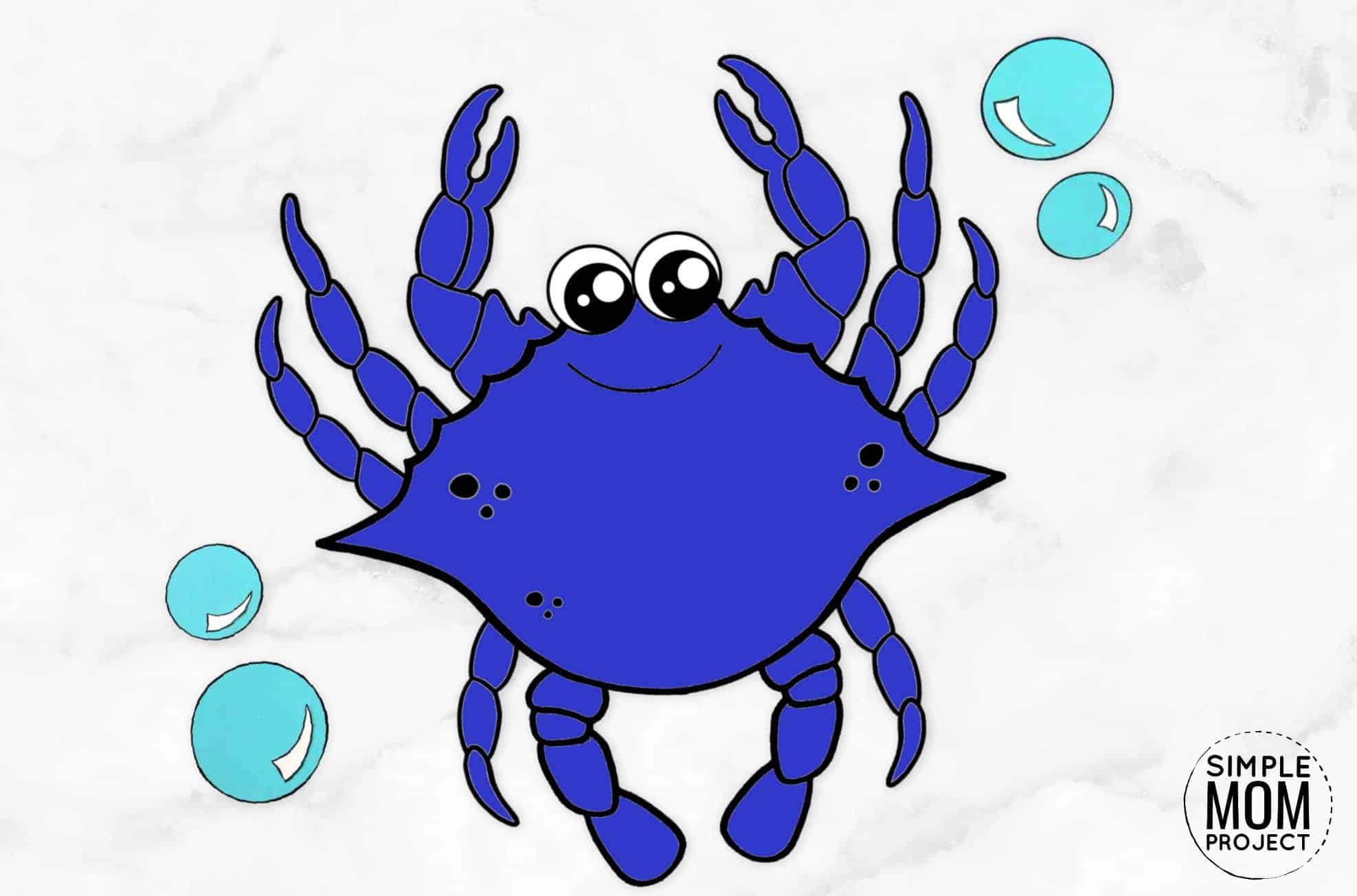Free Printable Blue Crab Ocean Animal Craft for Kids, preschoolers and toddlers