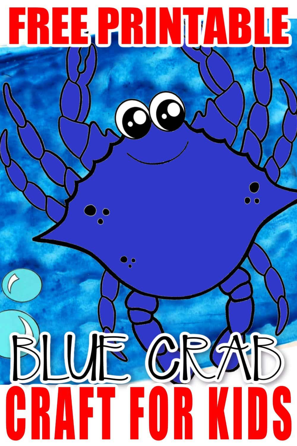 Free Printable Blue Crab Ocean Animal Craft for Kids, preschoolers and toddlers