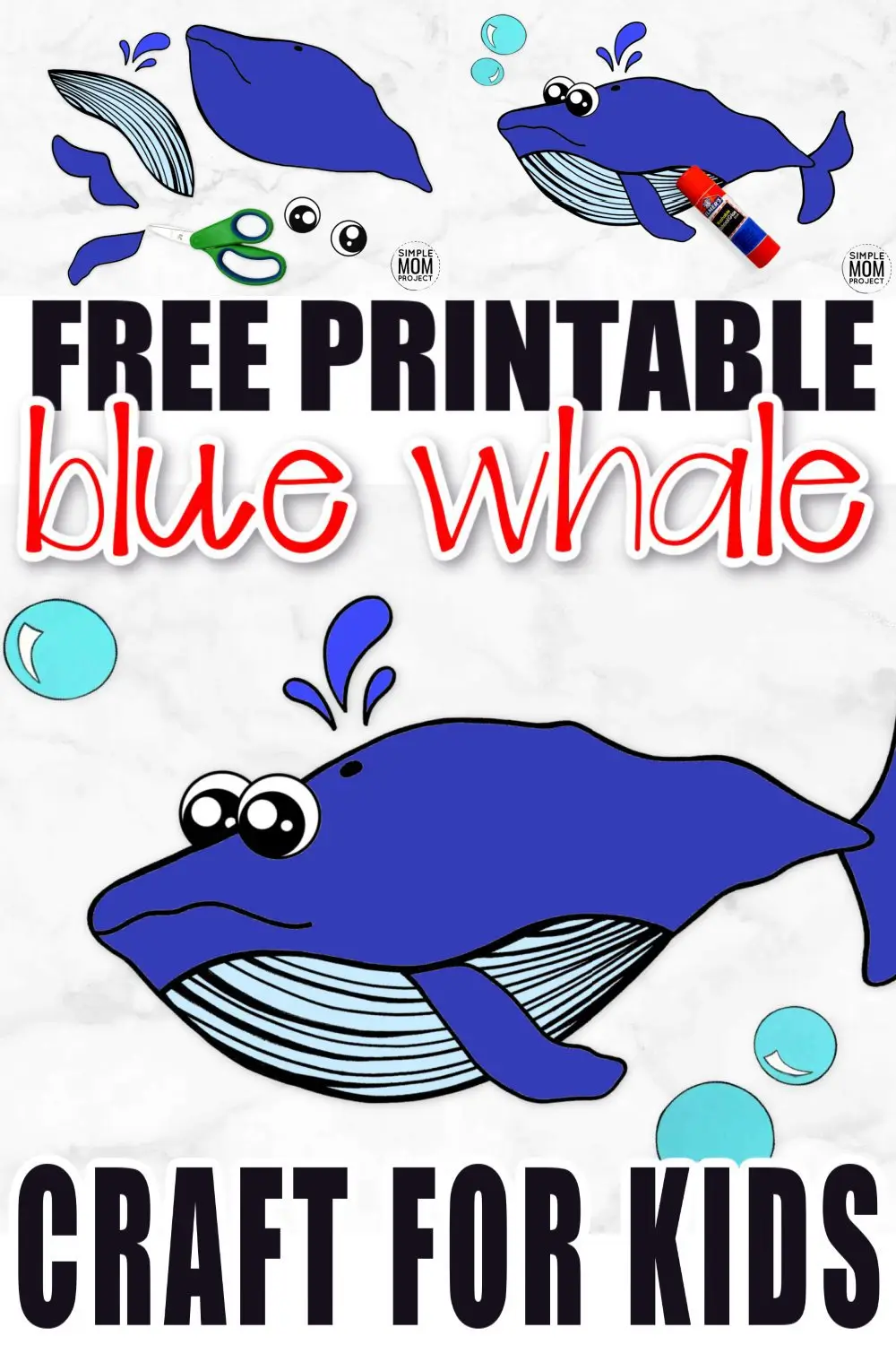 Free Printable Blue Whale Craft Ocean Animal Craft for Kids, preschoolers and toddlers