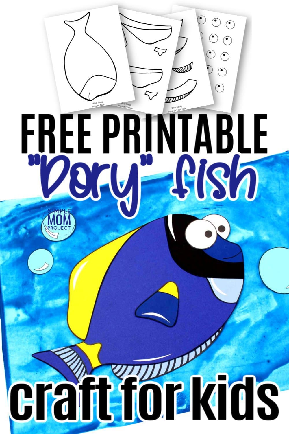 Free Printable Blue Tang Ocean Animal Craft for Kids, preschoolers and toddlers