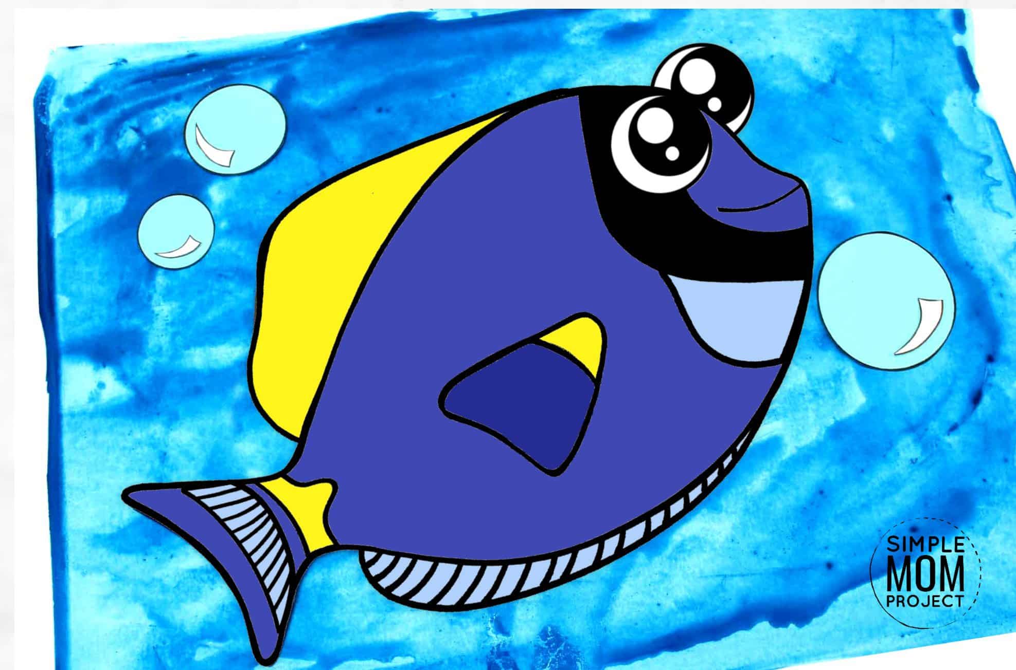 Free Printable Dory Blue Tang Fish Ocean Animal Craft for Kids, preschoolers and toddlers