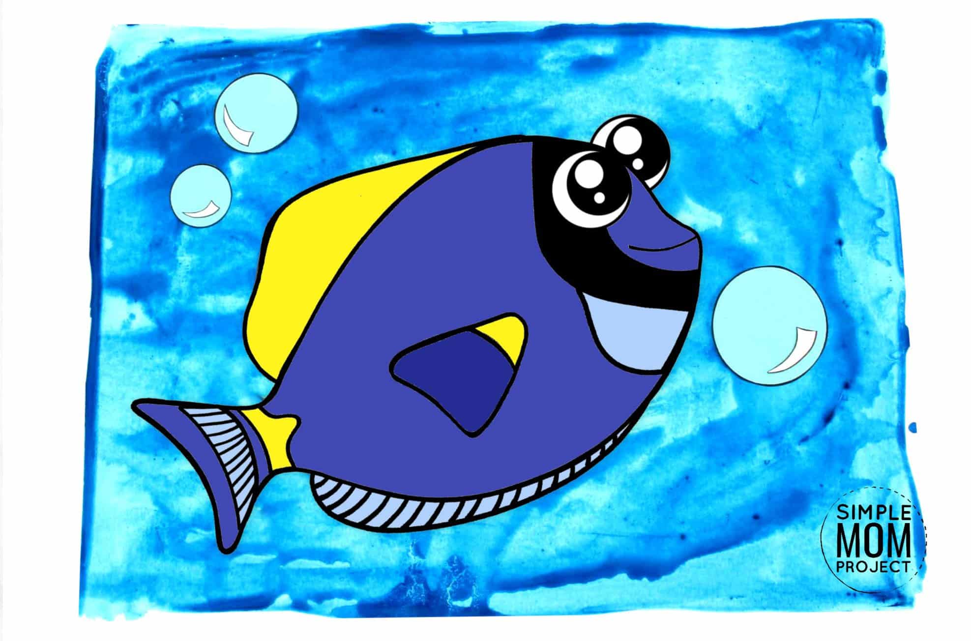 Free Printable Dory Blue Tang Fish Ocean Animal Craft for Kids, preschoolers and toddlers