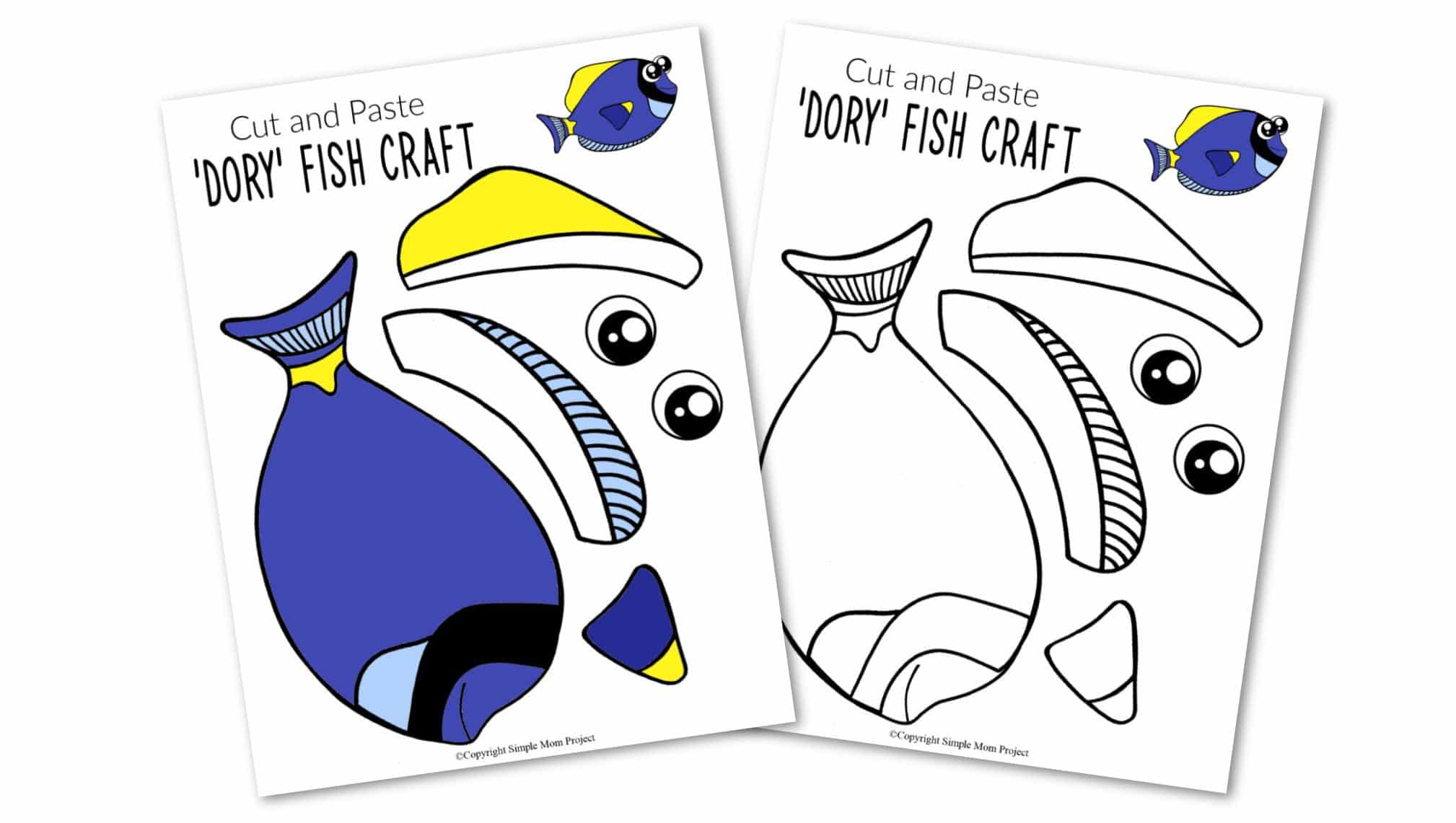 Do you love the movie Finding Nemo? What about Finding Dory? Then you are going to love this paper blue tang fish art project! With a free printable blue tang template, your ocean themed, aquarium craft can begin! She is perfect for kids of all ages including preschoolers and toddlers #bluetang #bluetangcrafts #fishcrafts #dorycrafts #findingnemocrafts #findingdorycrafts #oceananimals #oceananimalcrafts